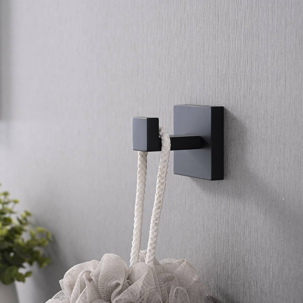 Left. JUJABU - 4- Piece Bathroom Hardware Set Matte Black - Matte Black.