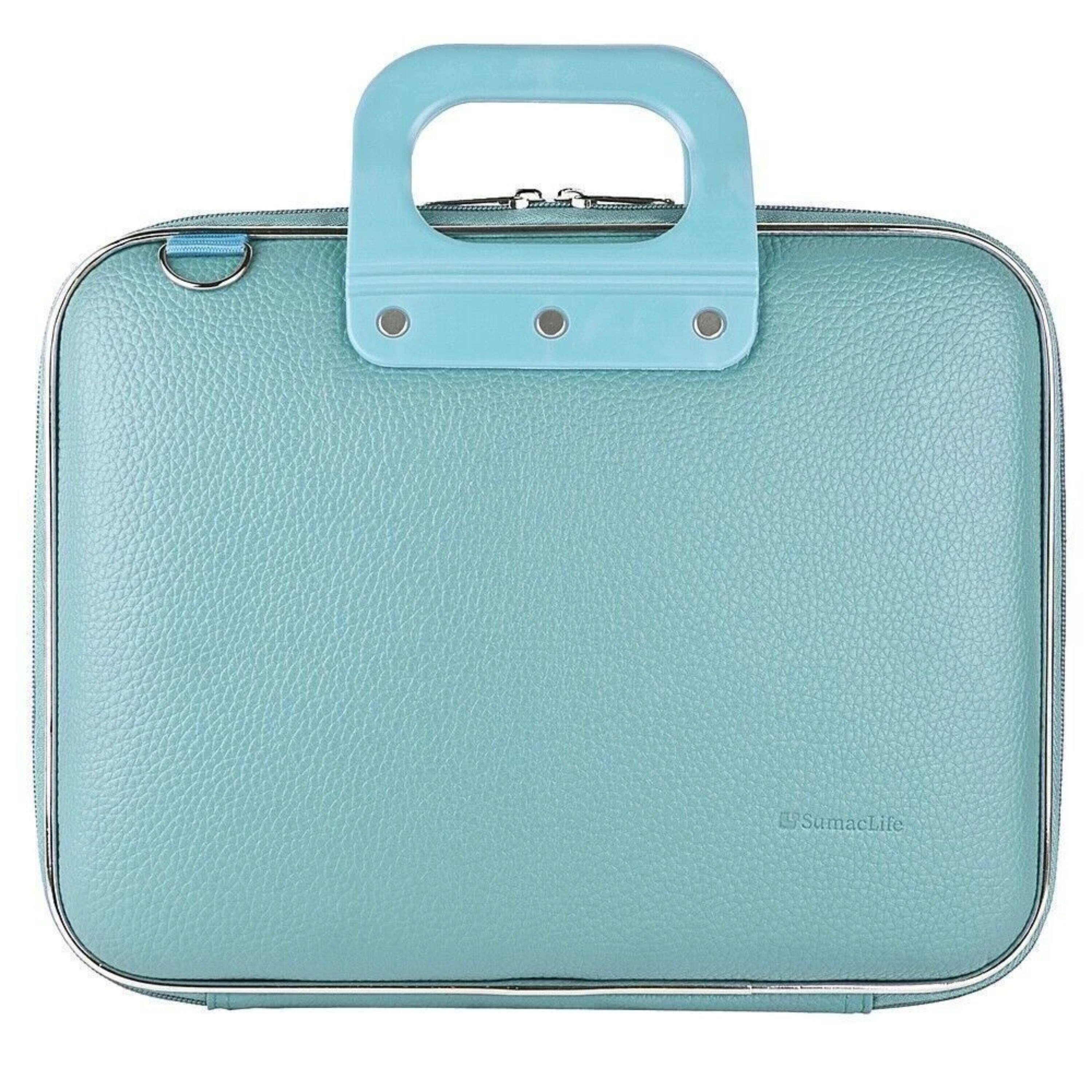 Angle. Kitcheniva - Leather Laptop Case Shoulder Bag For 14" Laptop Aqua - Aqua.