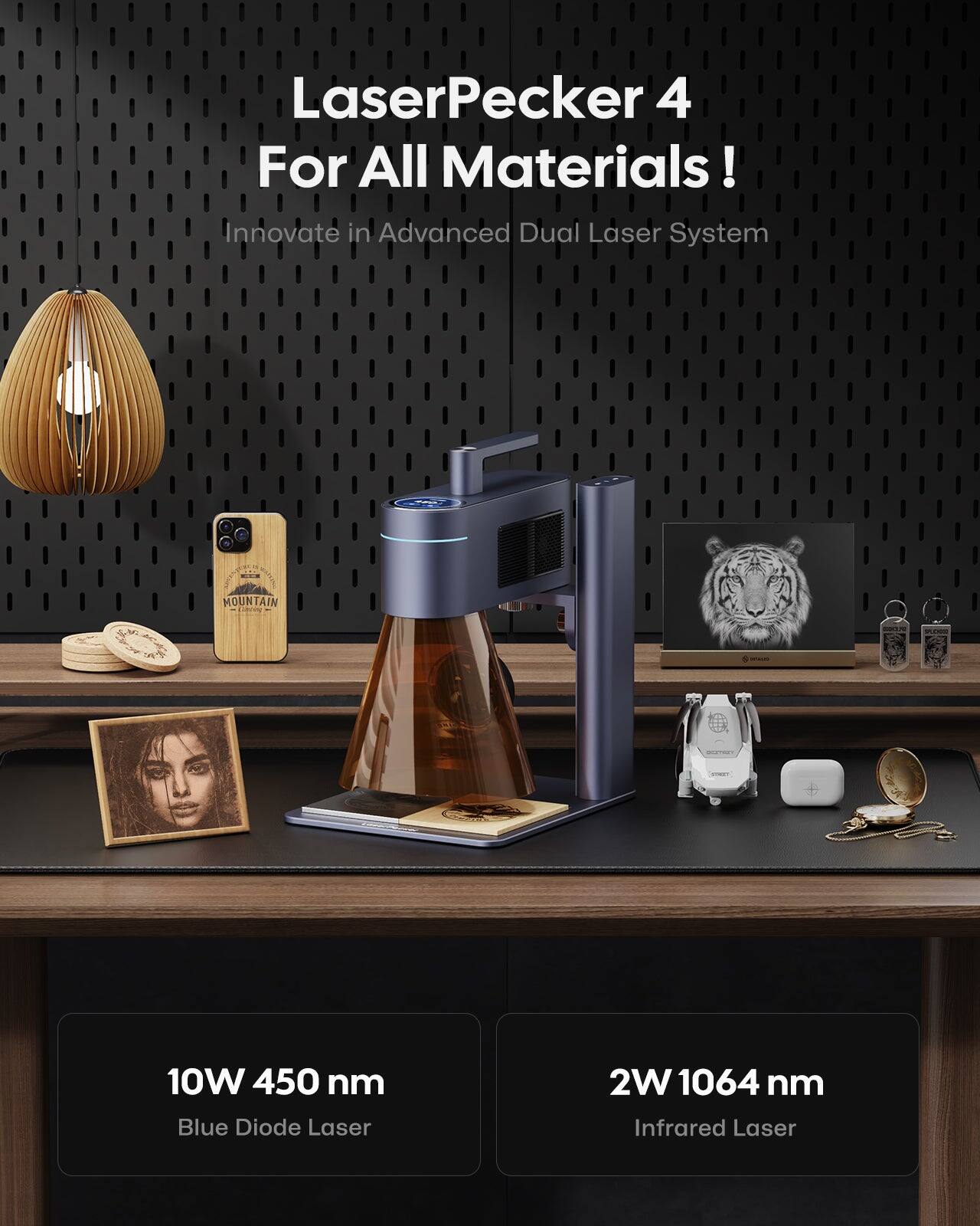 LaserPecker Pro + Material Packセット 新品 Amazon.co.jp: LaserPecker 4 レーザー彫刻機 家庭用 青色レーザーと