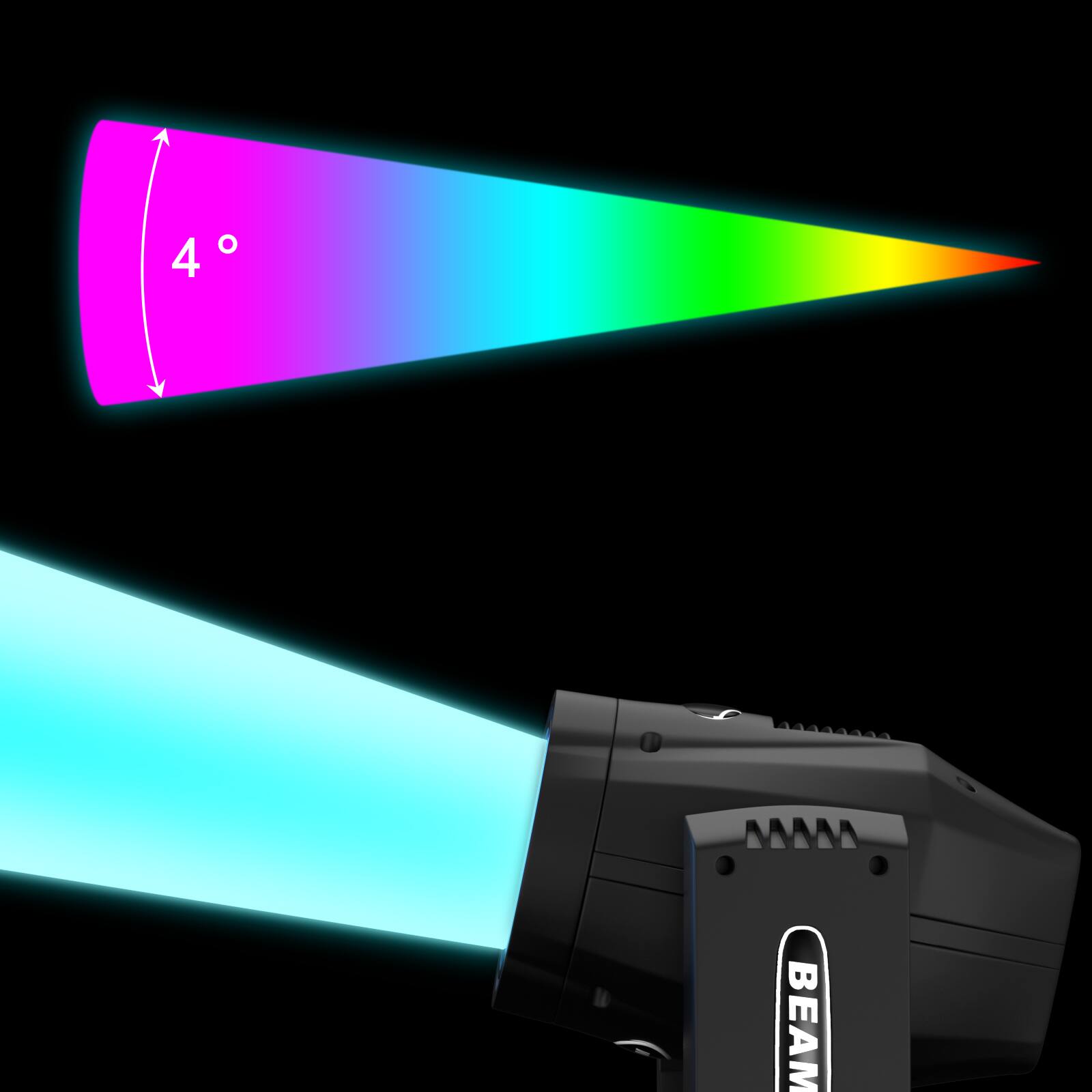 Back. Topteng - 230W 7R Beam Moving Head - 8-Facet Prism, 0-4° Zoom, DMX512, 16CH, for Stage/Disco/Party.