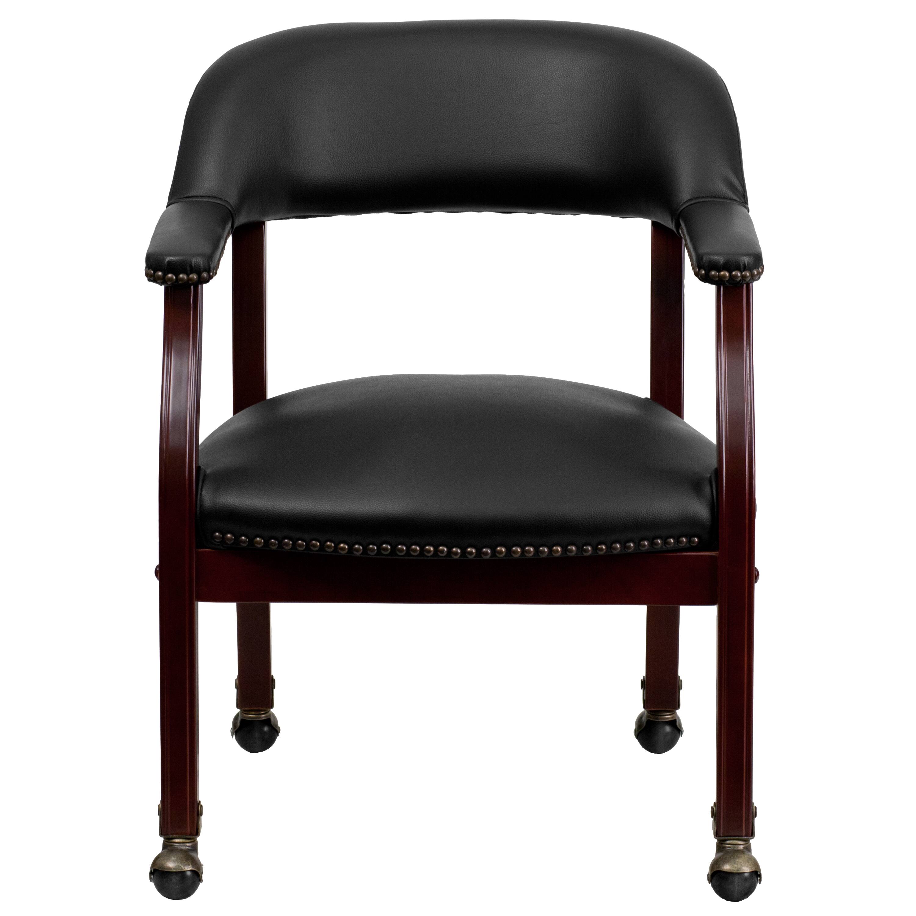 Alt View 7. Emma + Oliver - Conference Chair with Accent Nail Trim  and Casters - Black Vinyl.