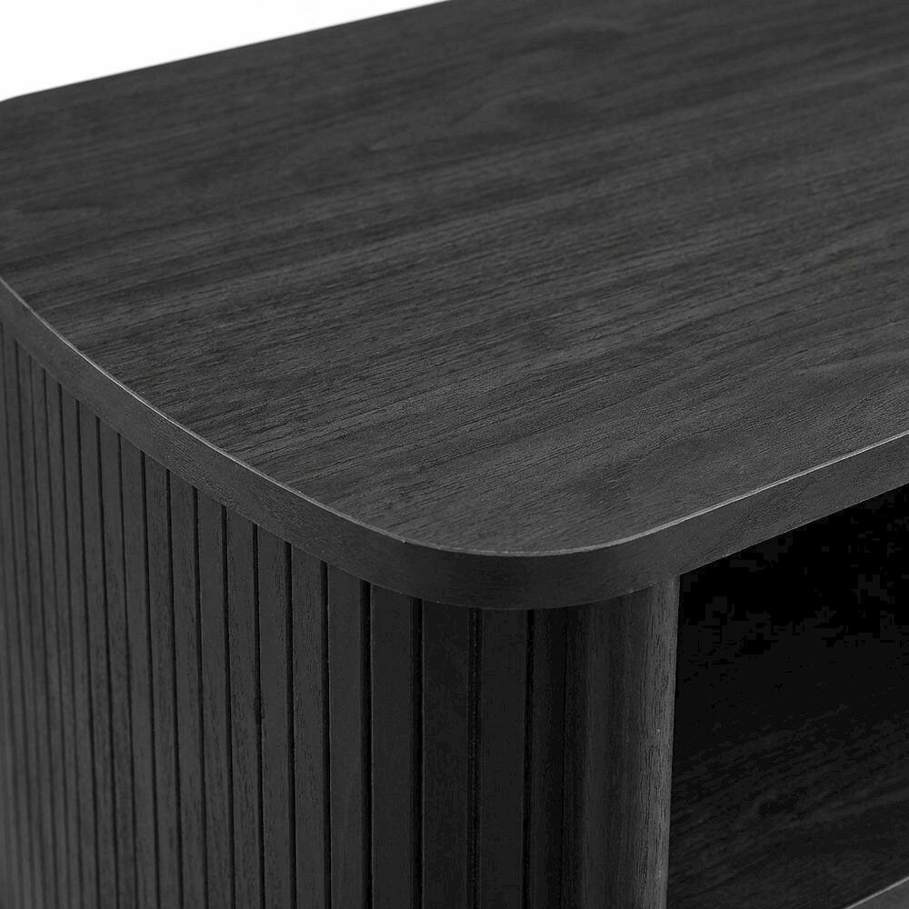 Back. FurniFact - Nightstand with Open Storage in Black, for Bedroom Living Space - Black.