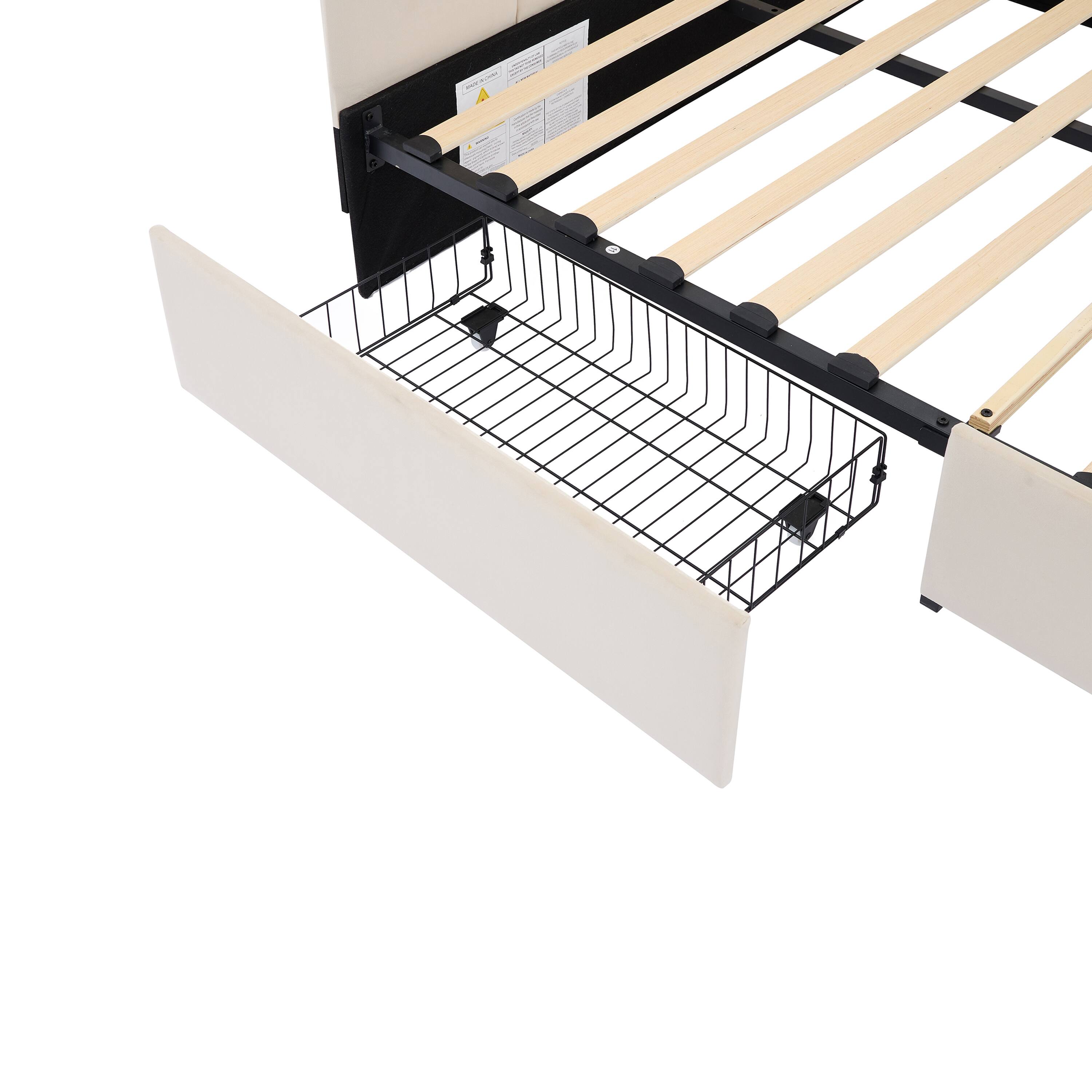Alt View 9. Tiramisubest - Twin size Upholstered Daybed with 2 Drawers, Velvet Sofabed with Soft Fabric Headboard, No Box-spring Needed, Beige - Beige.