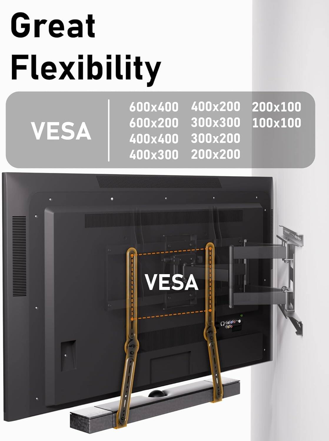 Great Flexibility

VESA

600x400  
600x200  
400x400  
400x300  
400x200  
300x300  
300x200  
200x100  
100x100  
200x200
