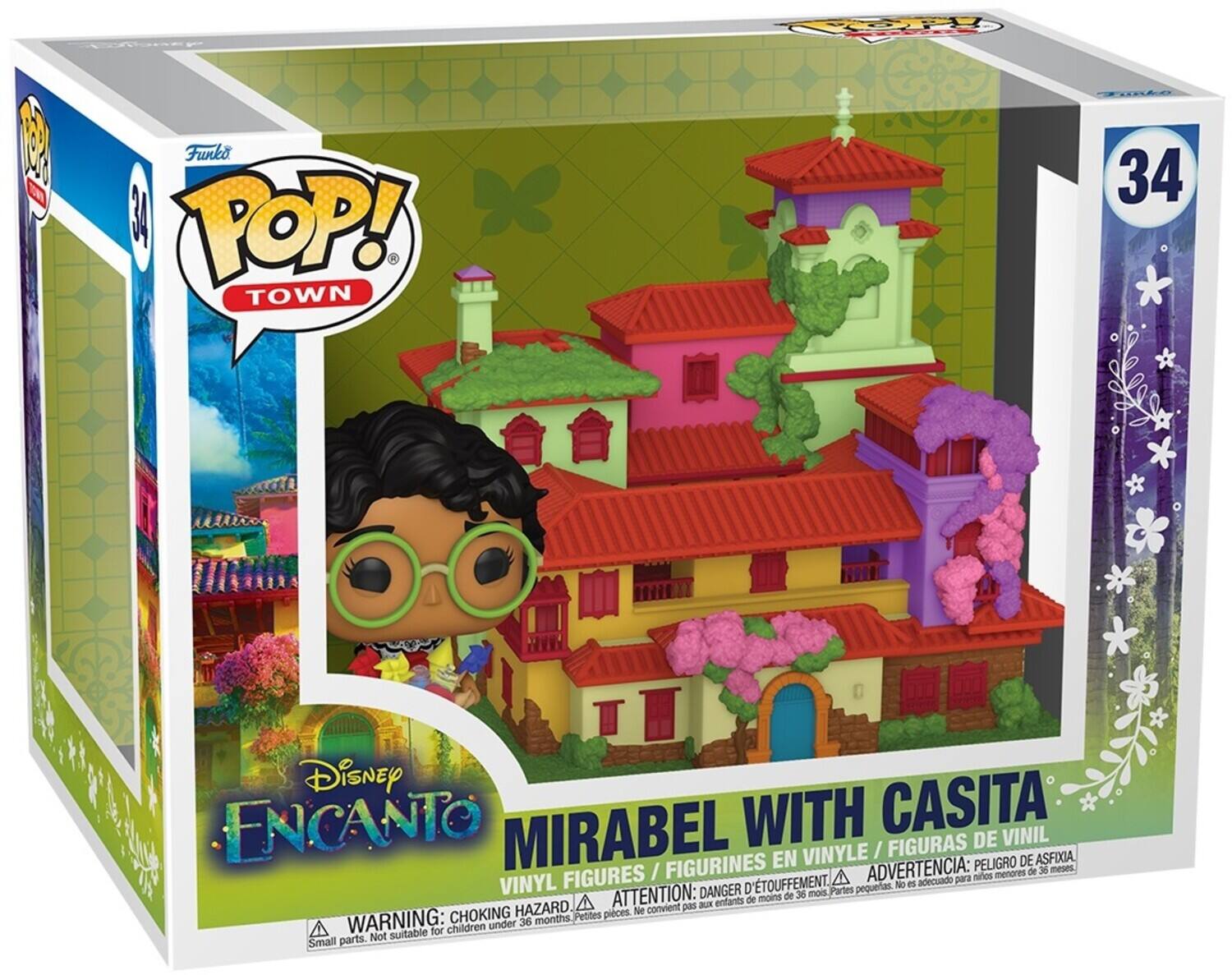 A Funko 3 POP! TOWN PCALO 34 Disney ENCANTO MIRABEL WITH CASITA VINYL FIGURAS DE VINYLE / ASFIXIA FIGURINES EN ADVERTENCIA: PELIGRO DE AFIXIA. ATTENTION: DANGER D'ÉTOFFEMENT. WARNING: CHOKING HAZARD. Small parts. Not suitable for children under 36 months. Petites pièces. No conviene para niños menores de 36 meses. No adecuado para niños menores de 38 meses.