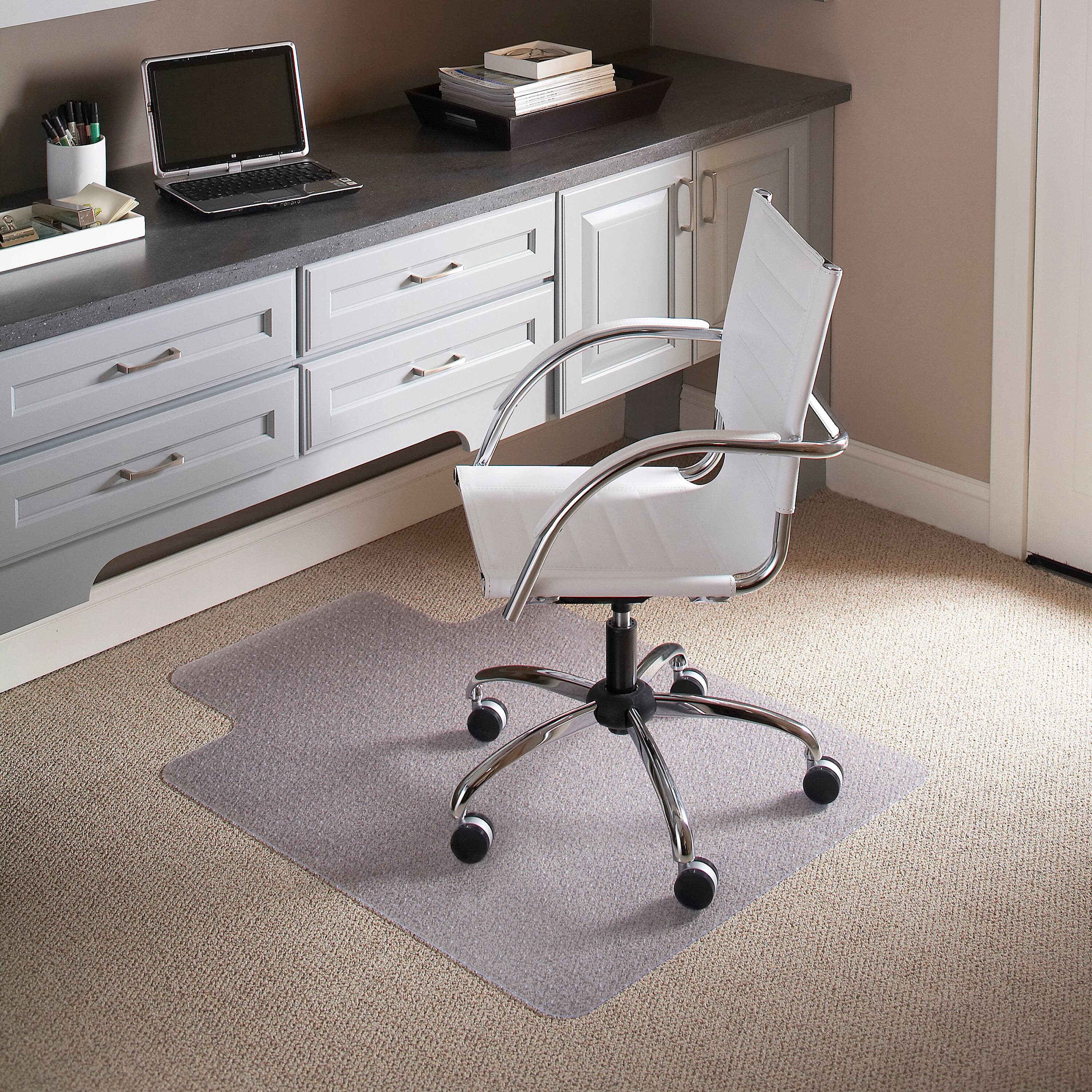 Alt View 1. Emma + Oliver - 36'' x 48'' Carpet Chair Mat with Lip - Clear.