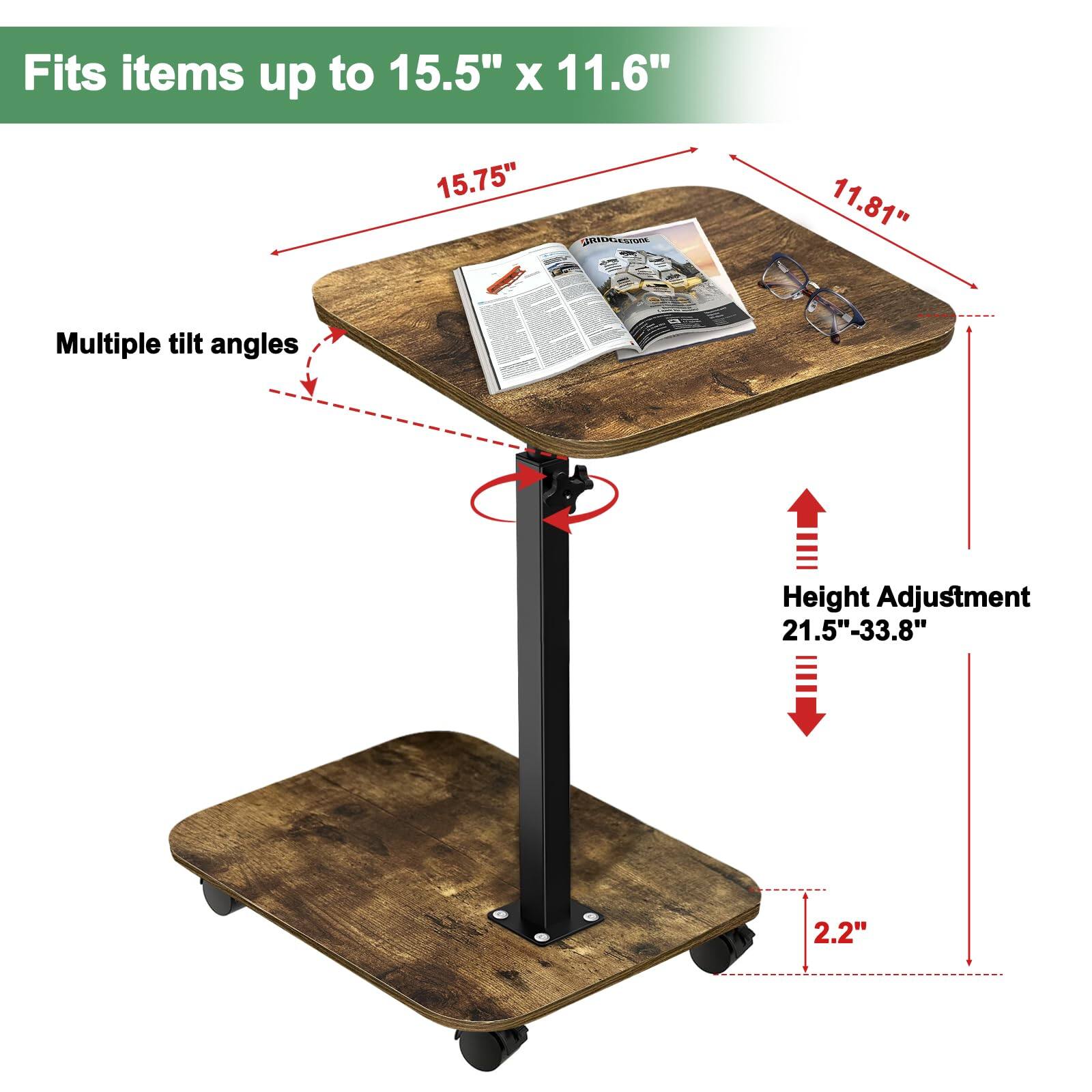 Fits items up to 15.5" x 11.6"

Multiple tilt angles

Height Adjustment 21.5"-33.8"

2.2"