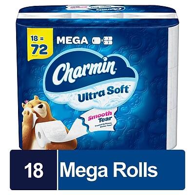 Charmin Ultra Soft  
Mega Rolls  
18 = 72  
Smooth Tear  
18 Mega Rolls