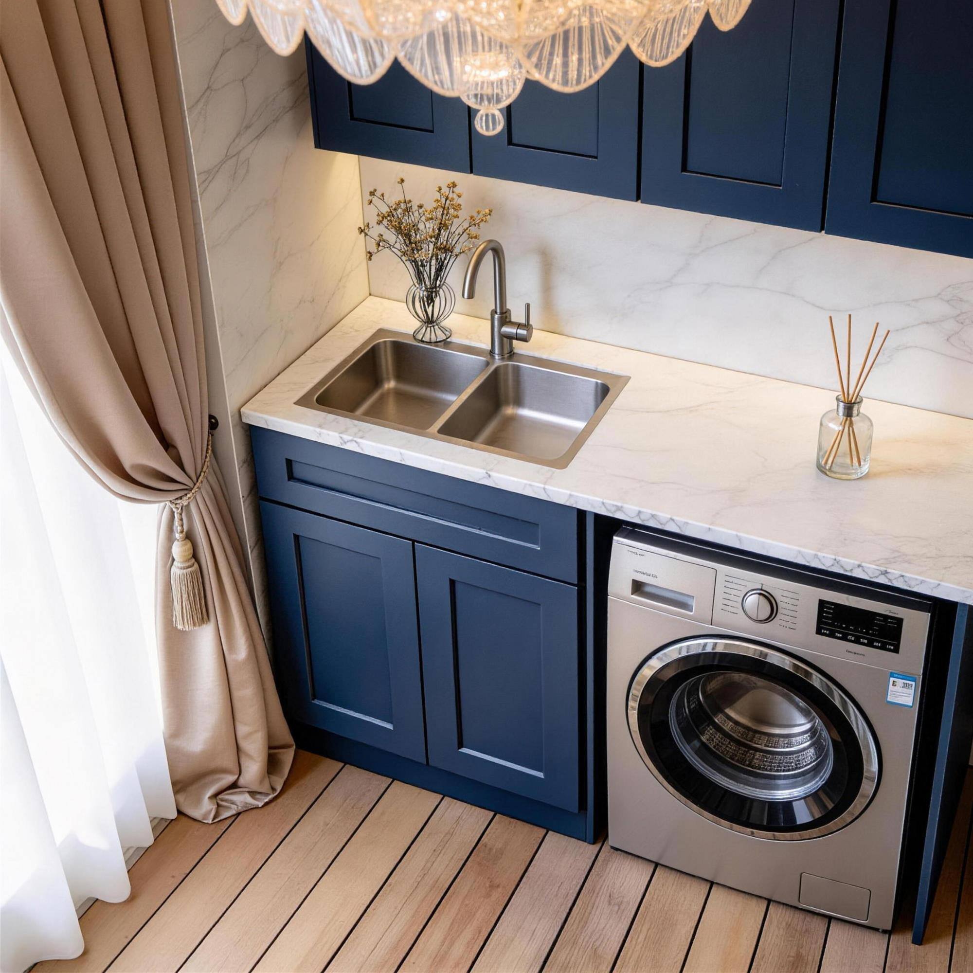 Alt View 3. Boyel Living - Navy Blue Shaker Base Cabinet with RTA 30-in L x 24-in W x 34.5-in H for Kitchen Bathroom Laundry Garage - Navy Blue.