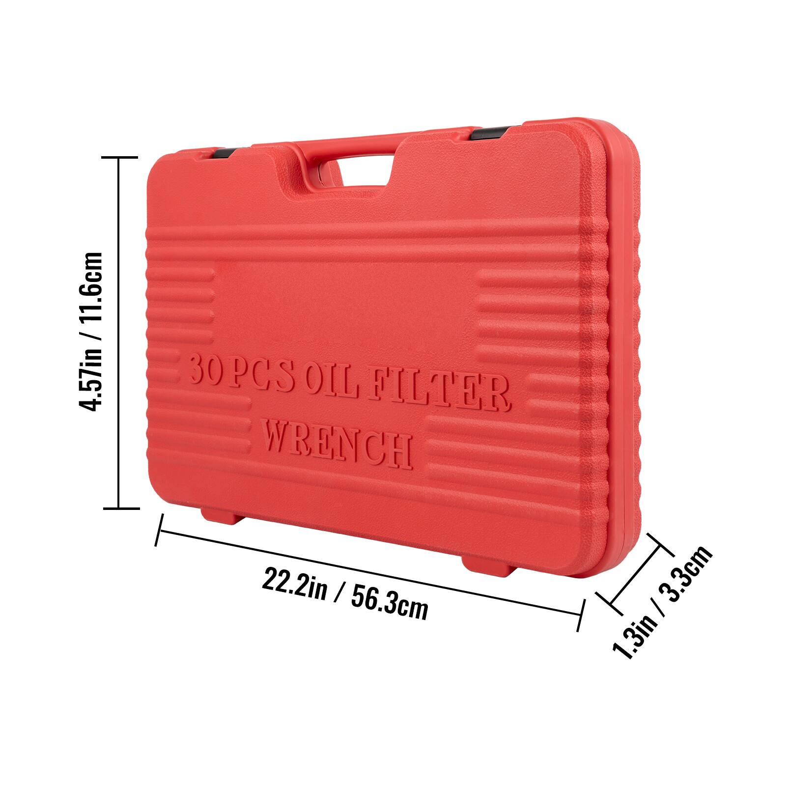 11.6cm / 4.57in  
30 PCS OIL FILTER WRENCH  
22.2in / 56.3cm  
1.3in / 3.3cm  
3.3cm / 1.3in