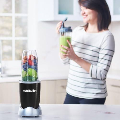 Angle. NutriBullet - Pro 900W Single-Serve Blender - Black Stainless.
