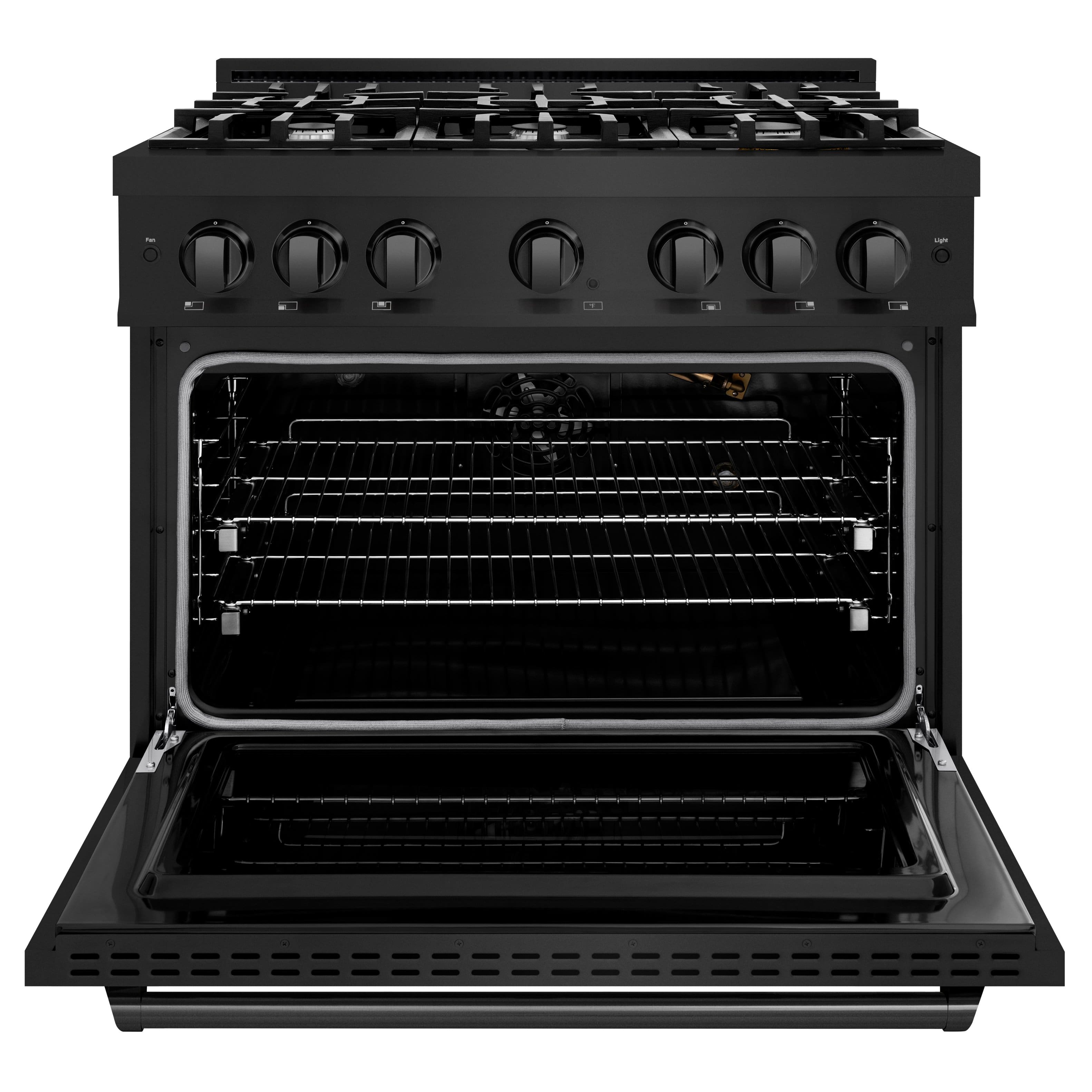 Alt View 1. ZLINE - 36" Classic Gas Range w/ 6 Burners & Convection Oven in Black Stainless Steel (CGRB-36) - Black Stainless Steel.