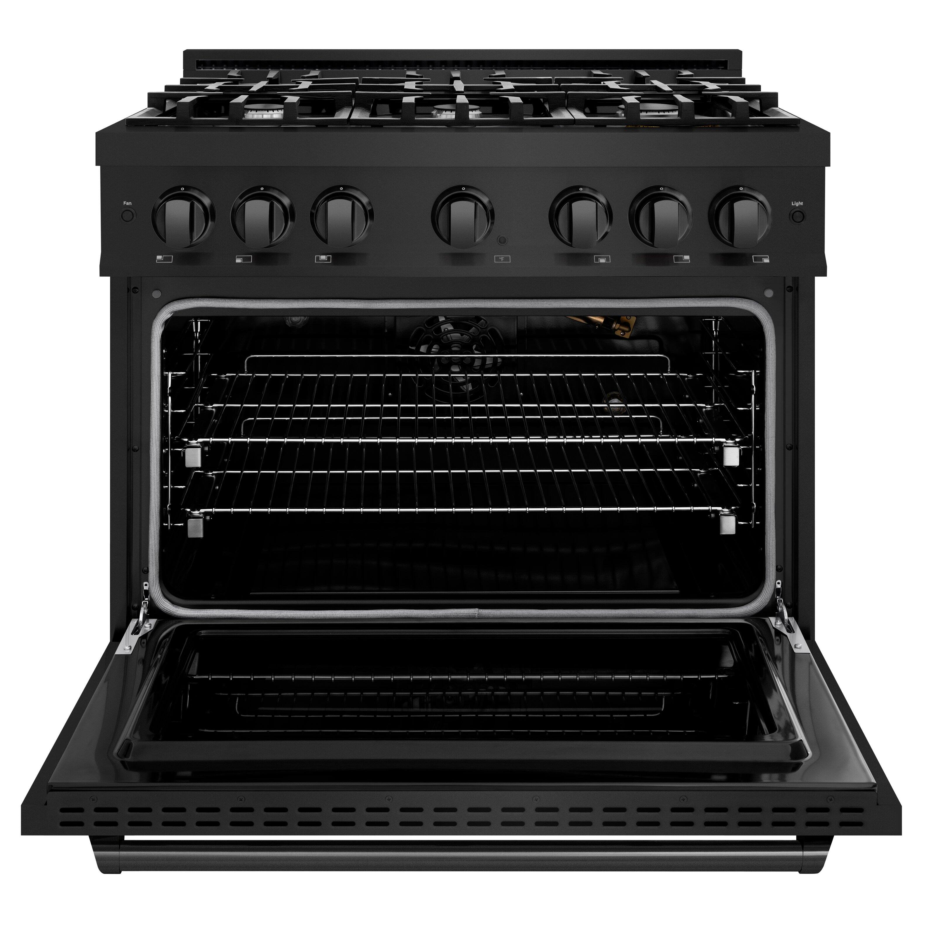 Alt View 1. ZLINE - 36" Classic Gas Range w/ 6 Burners & Convection Oven in Black Stainless Steel (CGRB-36) - Black Stainless Steel.