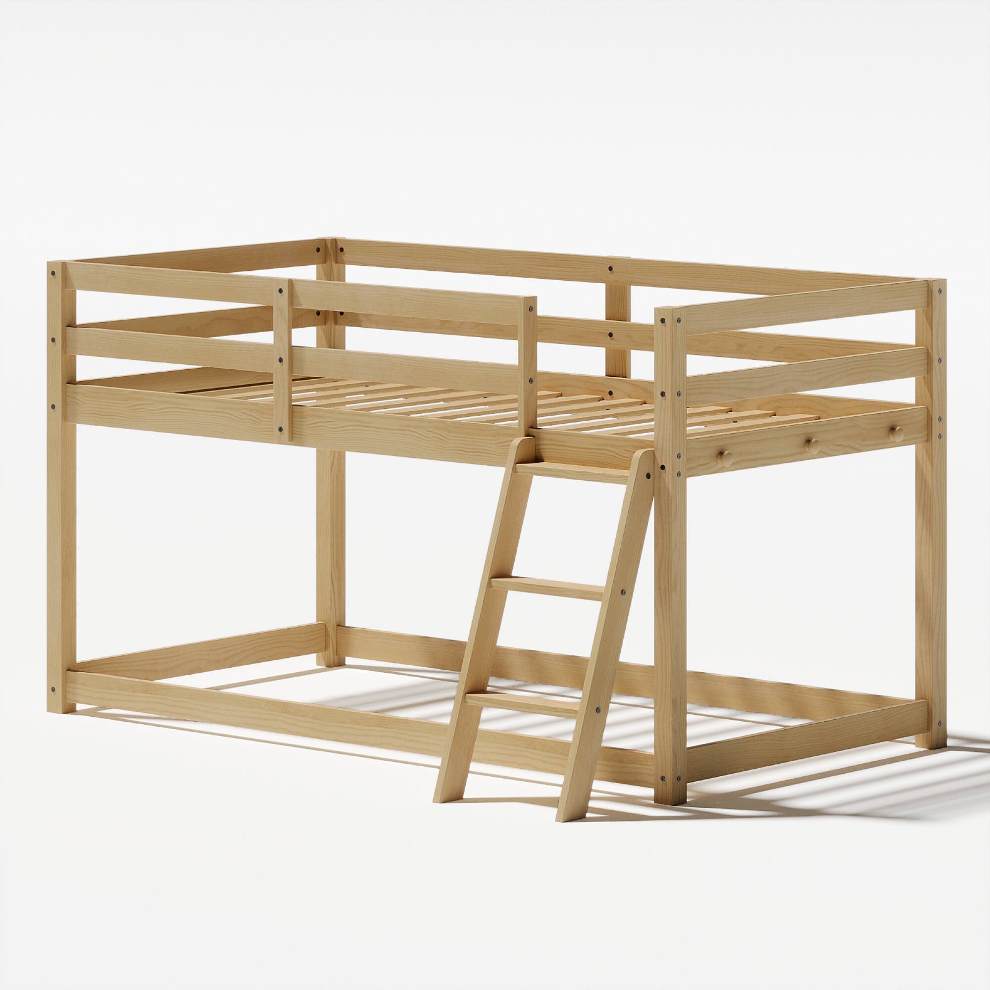 Alt View 4. GOODSILO - Convertible Twin Loft and Bunk Bed with LED Lighting, Solid Wood Frame for Kids and Teens Room - Oak.