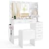 Front. Costway - Costway 43.5" Makeup Table Set Vanity Desk with Storage Stool Power Outlets 2 Open Shelves - White.