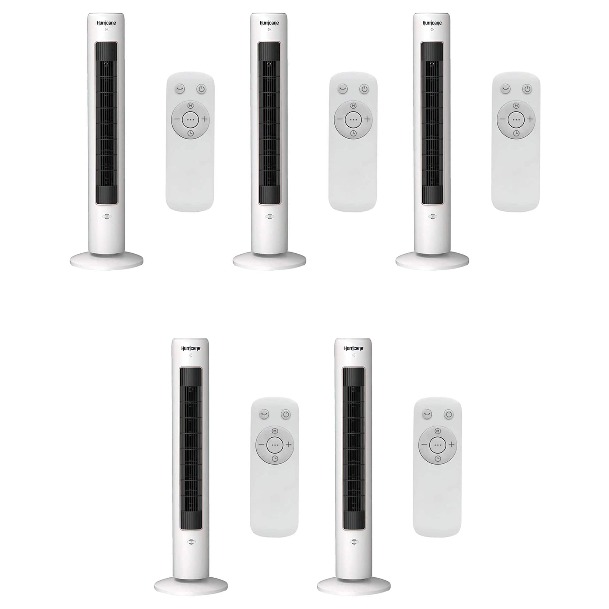 Hurricane - 40" Triple Action Air Enhancing Tower Fan and Diffuser, 5 Pack - White
