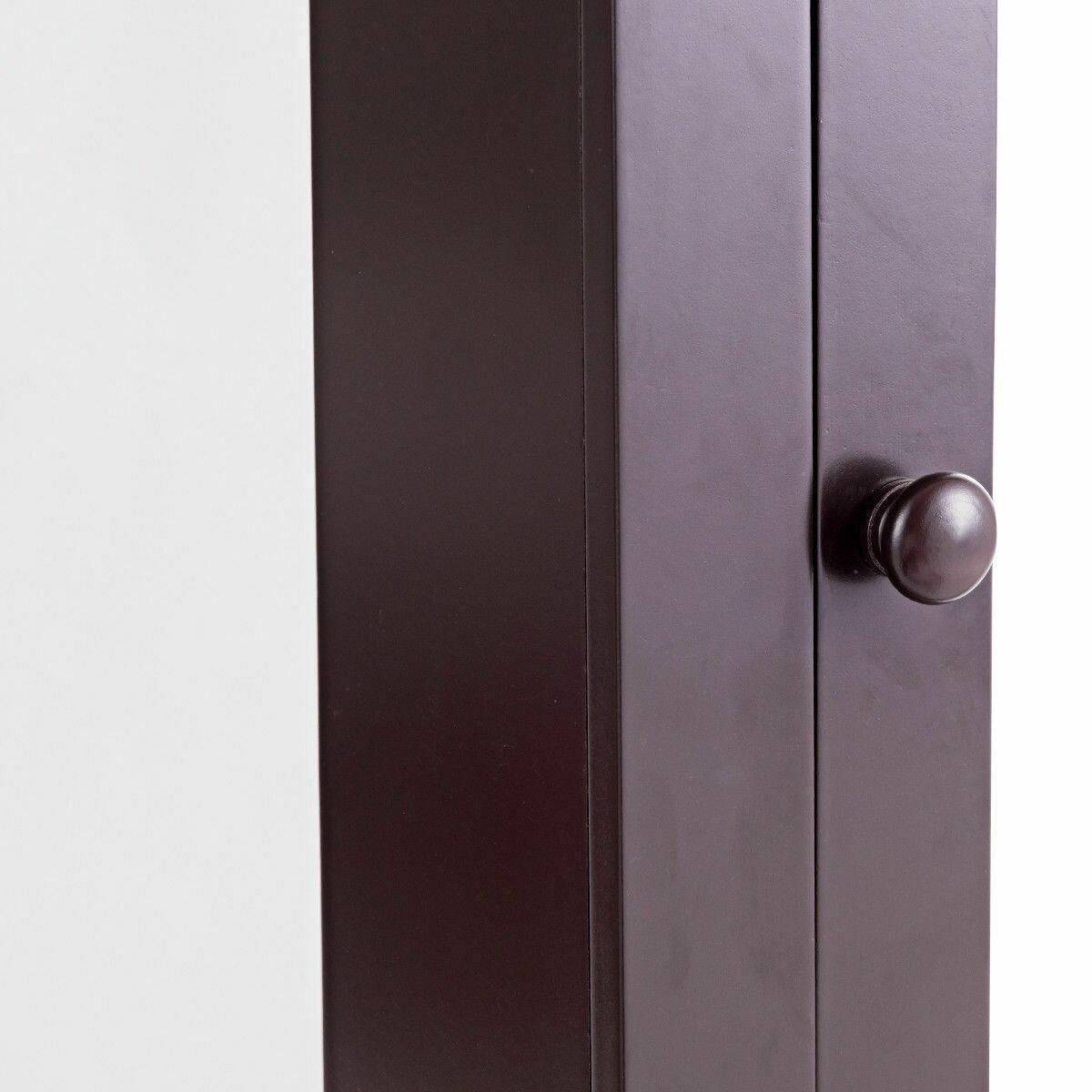 Back. WELLFOR - Wall-Mounted Bathroom Mirror Cabinet with Height-Adjustable Shelf and HD Mirror - Brown.