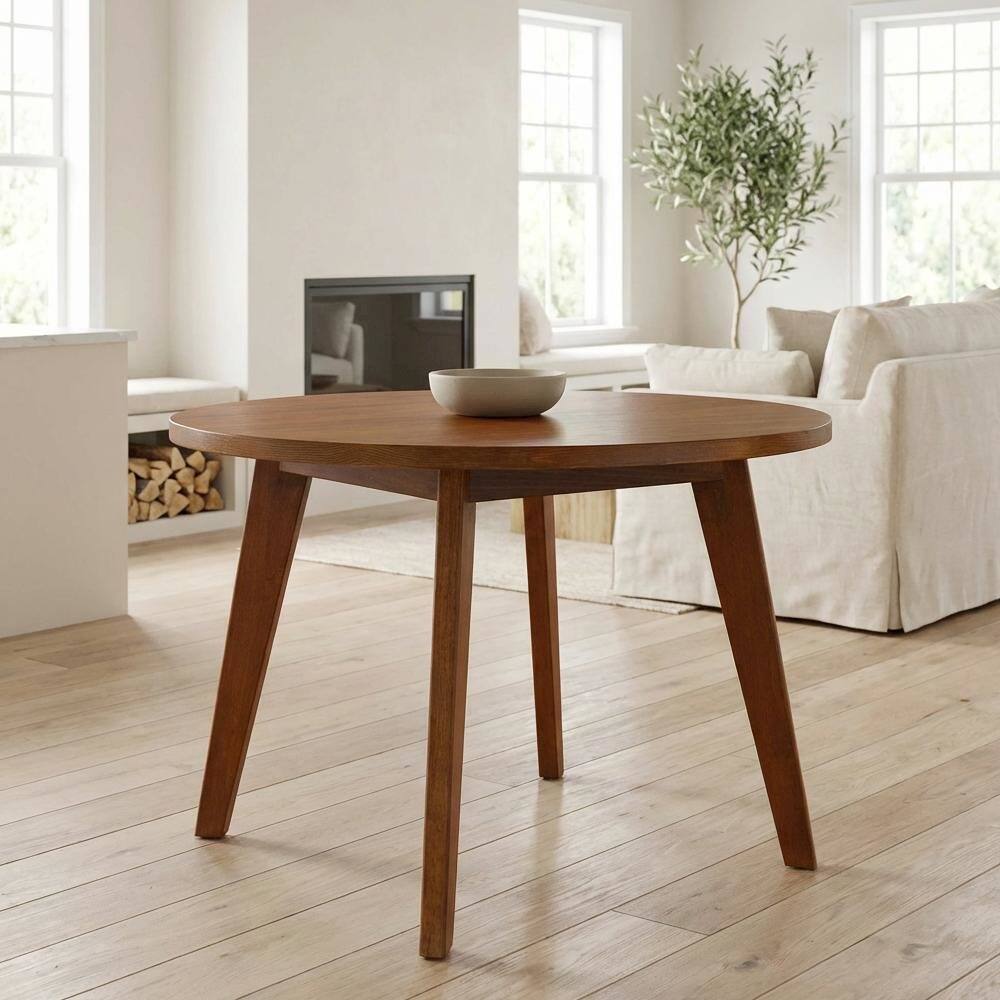 Left. FurniFact - Round Coffee Table Sweet Oak with Solid American Gum Wood and Sturdy Base - Sweet Oak.