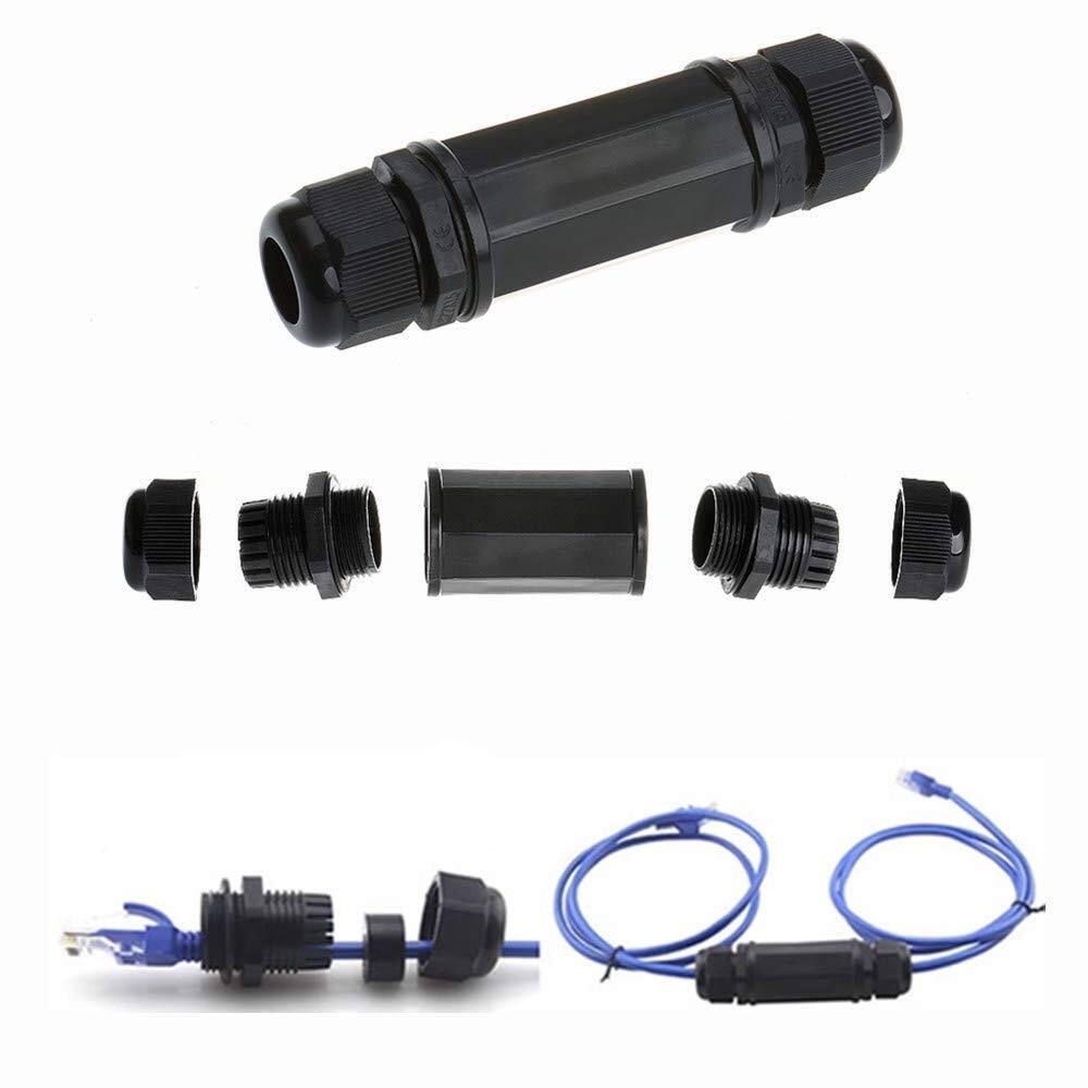 Angle. ACJPR - Shielded Waterproof RJ45 Connectors for Cat5/Cat5e/Cat6, IP67, 8P8C, Female-to-Female LAN Coupler, 10-Pack.