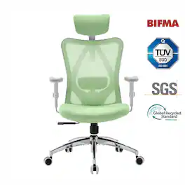 SIHOO - M18 Ergonomic Office Chair, Computer Desk Chair with Adjustable Headrest, High Back Swivel Chair for Home Office - Green