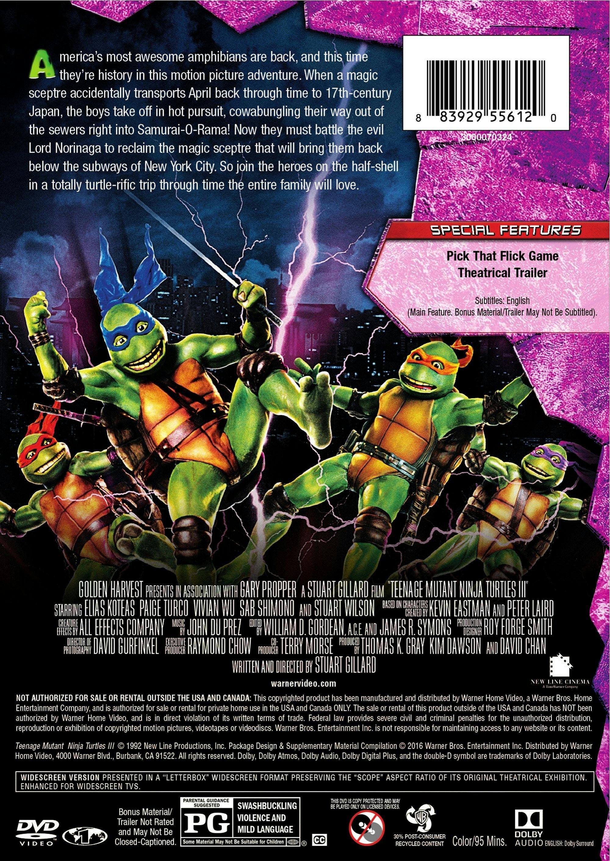 Angle. Teenage Mutant Ninja Turtles 3 - Turtles in Time (DVD New Box Art) [DVD].
