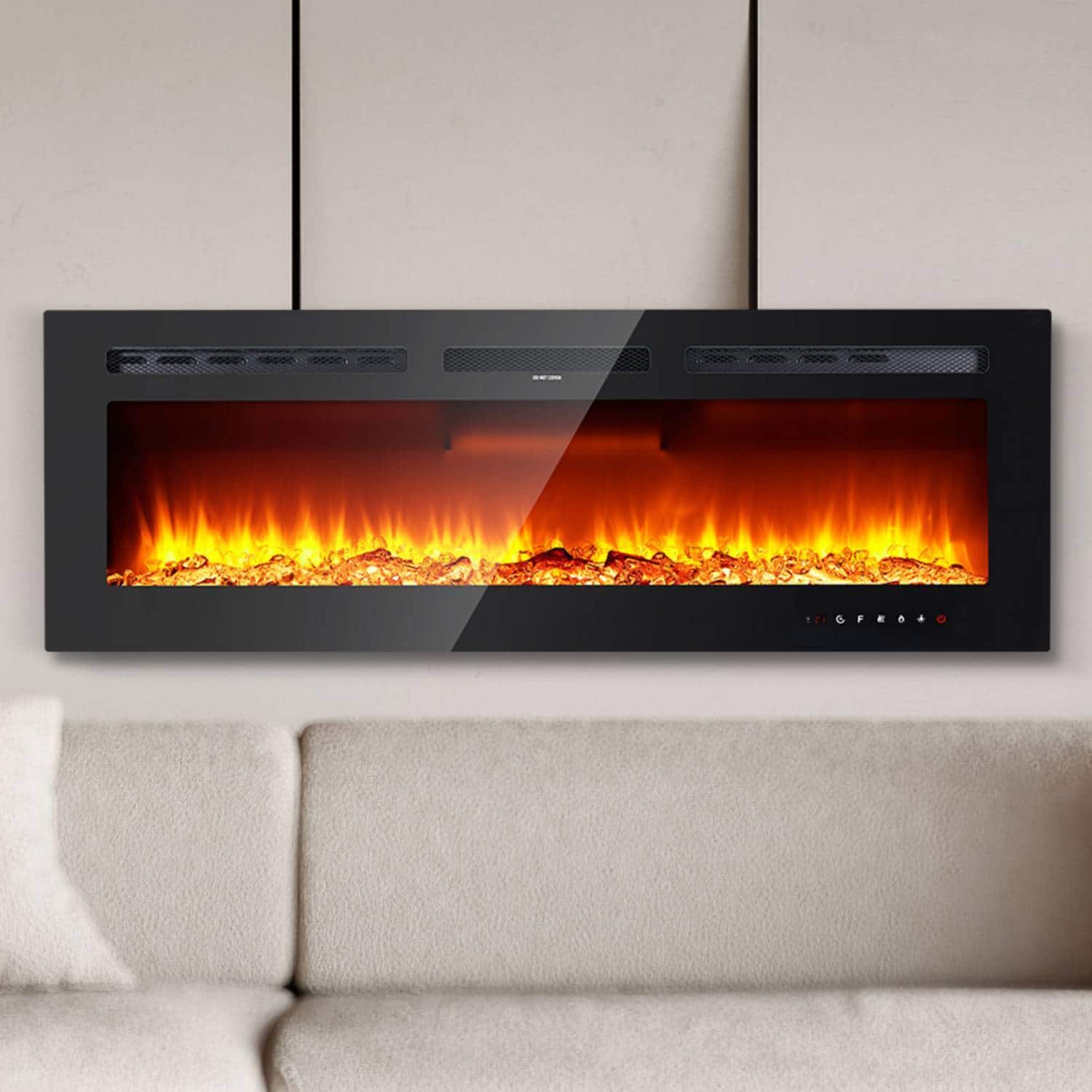 Qeetex - 50" Electric Fireplace Heater Recessed Wall Mounted with Remote for Bedroom Living Room