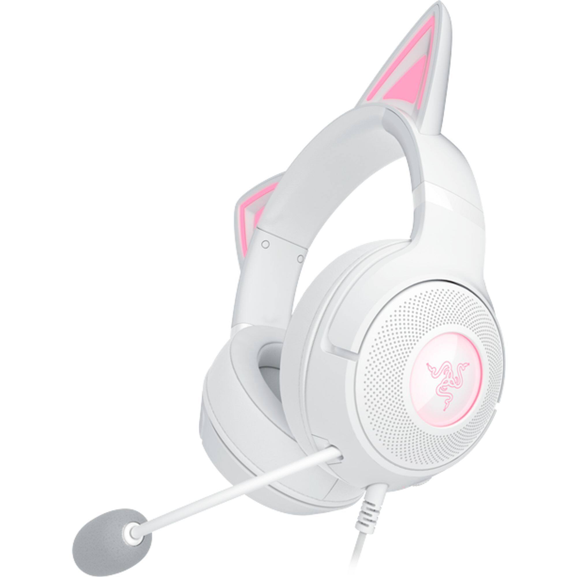 Alt View 4. Razer - Kraken Kitty V2 Wired Over-the-Ear Gaming Headset for PC, Mac, Nintendo Switch, Steam Deck, Mobile, and Tablet - White.