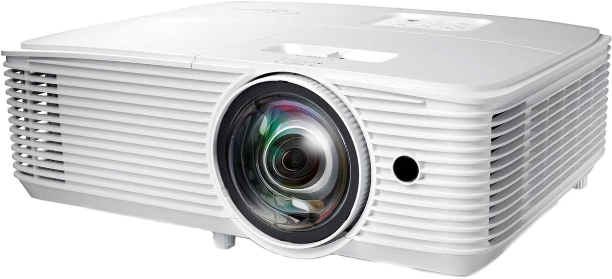 Left. Optoma - Optoma EH412STx Short Throw 1080p HDR Professional Projector | Super Bright 4,000 Lumens | Speaker Built In | Portable - White.