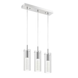 Jonathan Y - Mium 21.63" 3-Light Modern Style Iron/Crystal/Glass Integrated LED Linear Pendant - Chrome