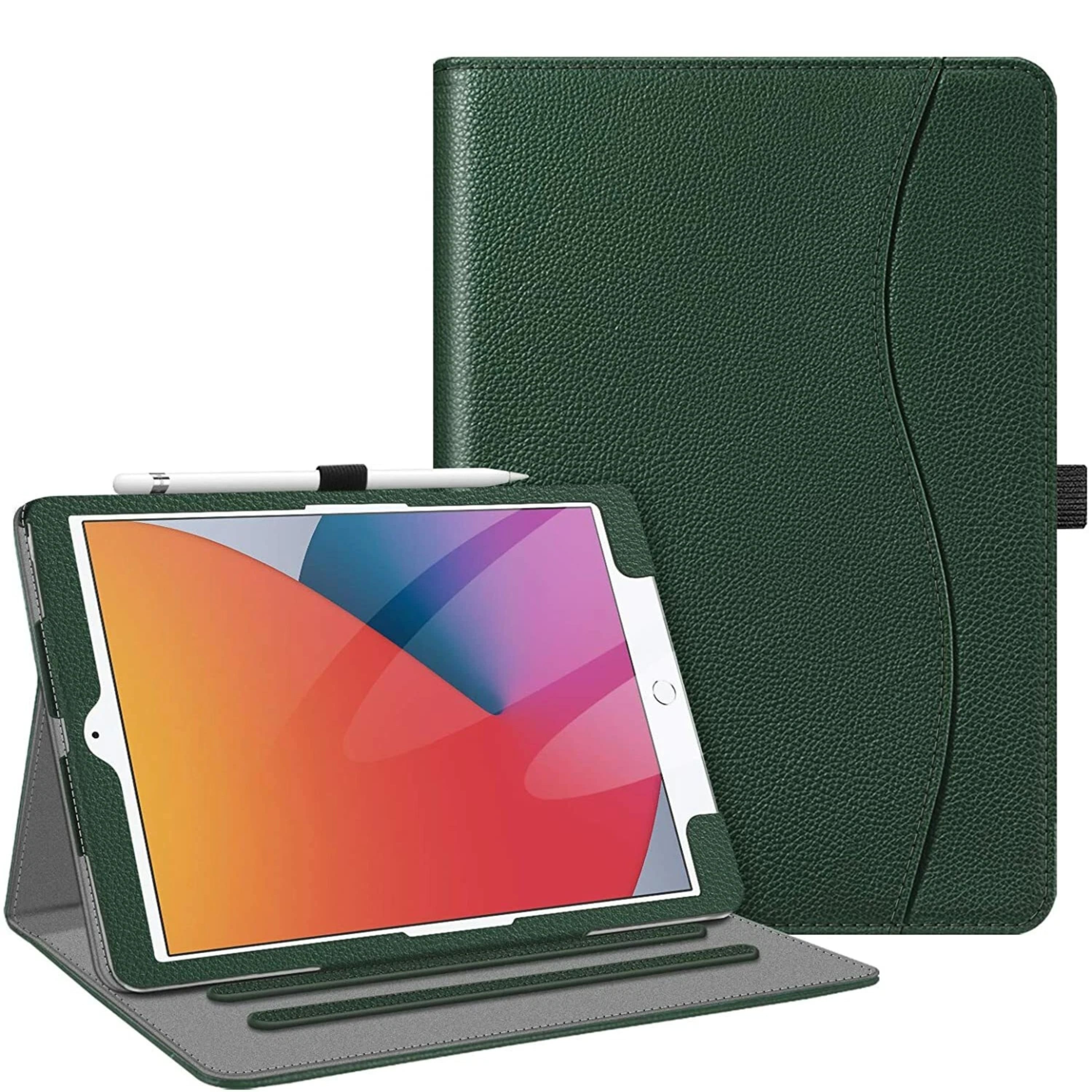 Kitcheniva - Protective Stand Case For iPad 9th 8th 7th Generation 10.2 Inch With Pocket Holder - Dark Green