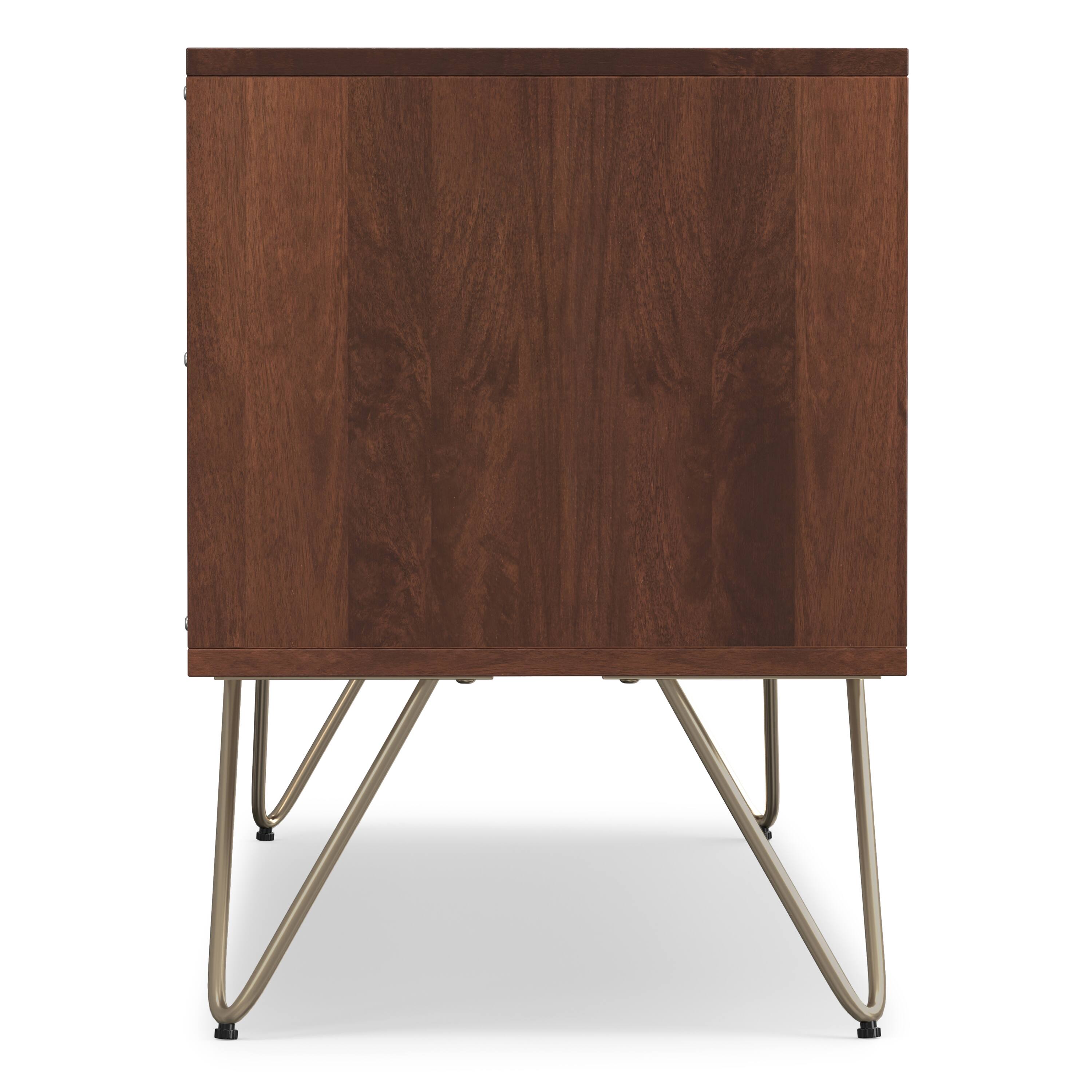 Alt View 2. Simpli Home - Hunter SOLID MANGO WOOD TV Media Stand in Umber Brown, Gold For TVs up to 65 inches - Umber Brown, Gold.