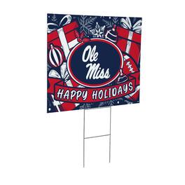 Evergreen Enterprises - Ole Miss Rebels 24" x 18" Happy Holidays Christmas Outdoor Staked Yard Sign - Multicolor