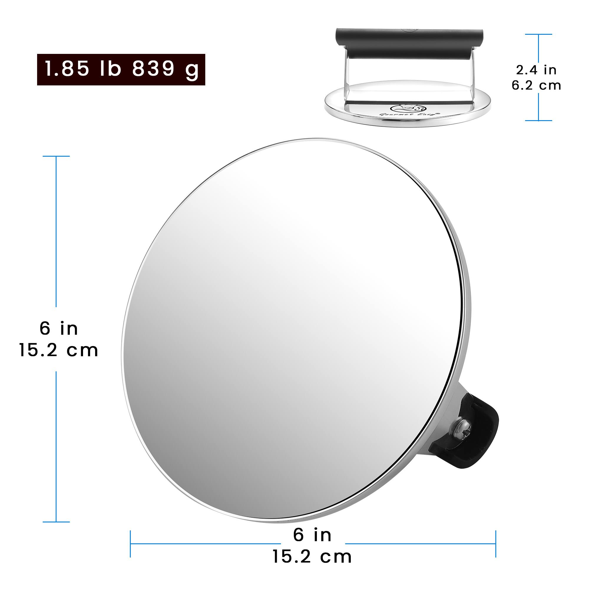 1.85 lb 839 g  
2.4 in 6.2 cm  
6 in 15.2 cm  
6 in 15.2 cm