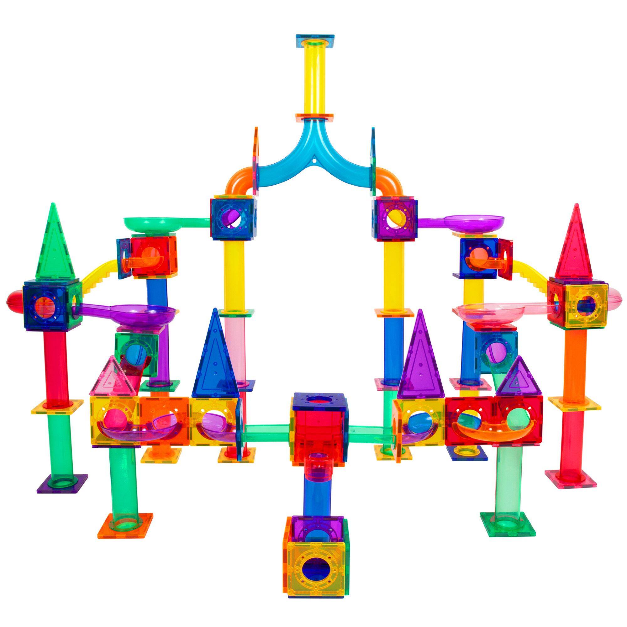 Alt View 5. PicassoTiles - PICASSO-TILES Marble Run Magnetic Tiles for Kids, 200PCS, Construction Magnet Tiles Race Track Building Blocks STEM Toy - Multicolor.