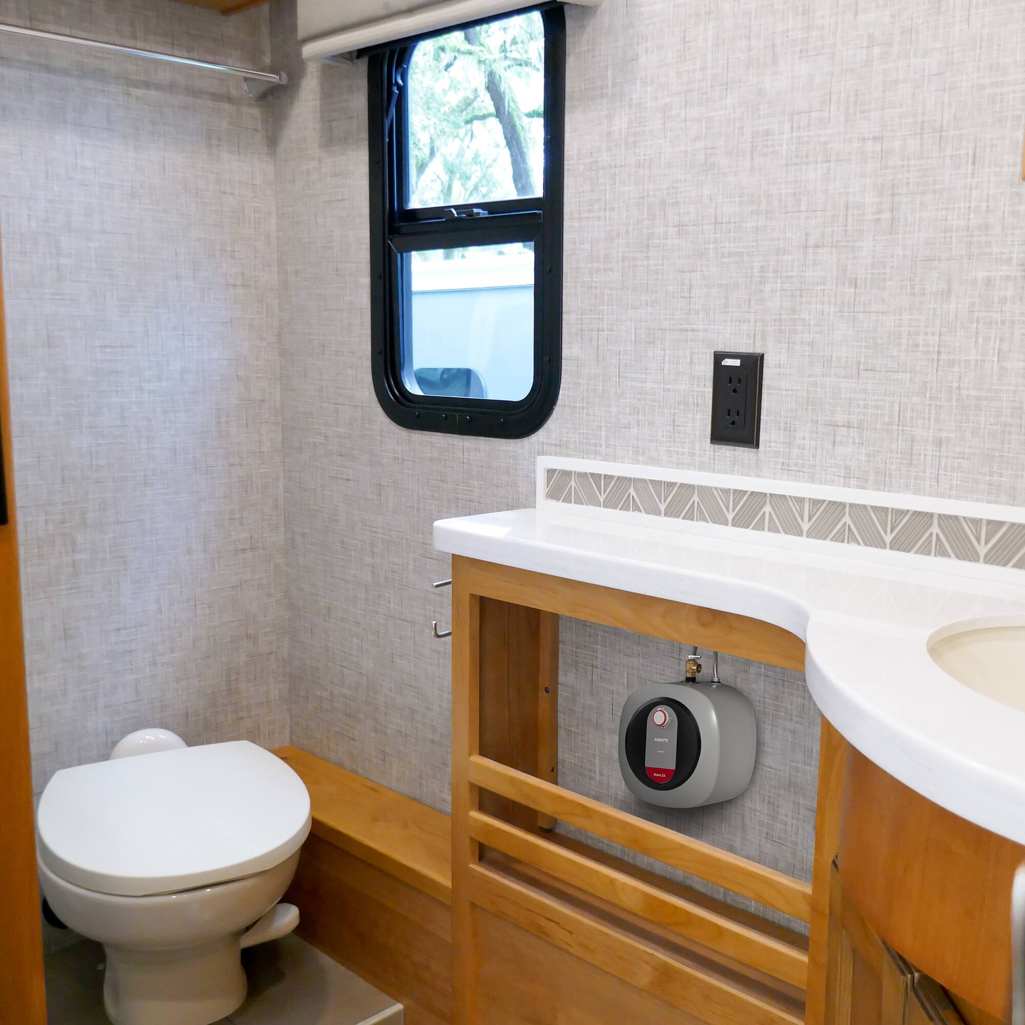 Alt View 5. Fogatti - Fogatti 2.5 Gallon 1440W Electric Mini Tank Water Heater, Wall/Floor Mount, Gray - Gray.