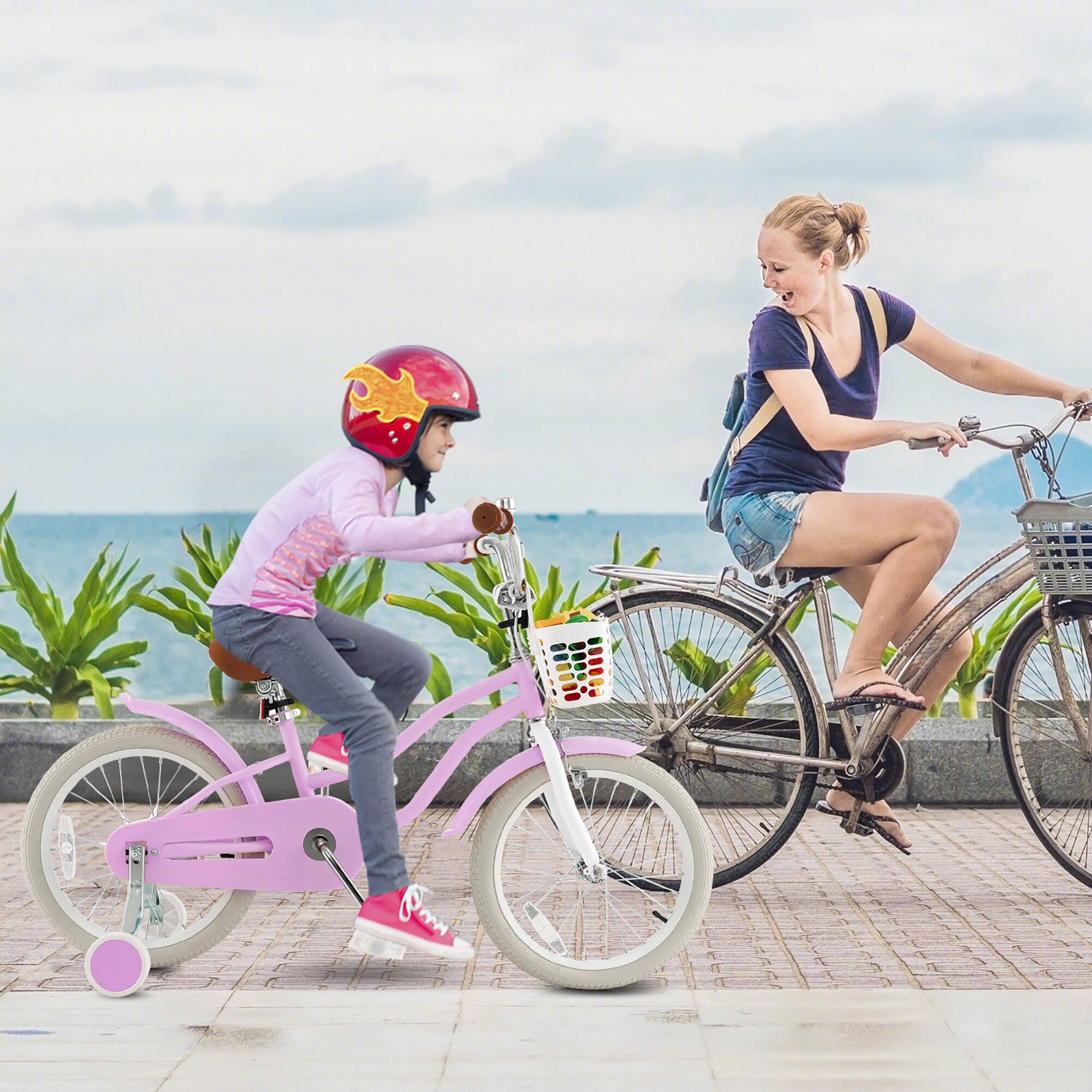 Alt View 3. Gymax - Gymax 18'' Kids Bicycle Children's Training Bicycle w/ Removable Training Wheels & Basket Purple - Purple.