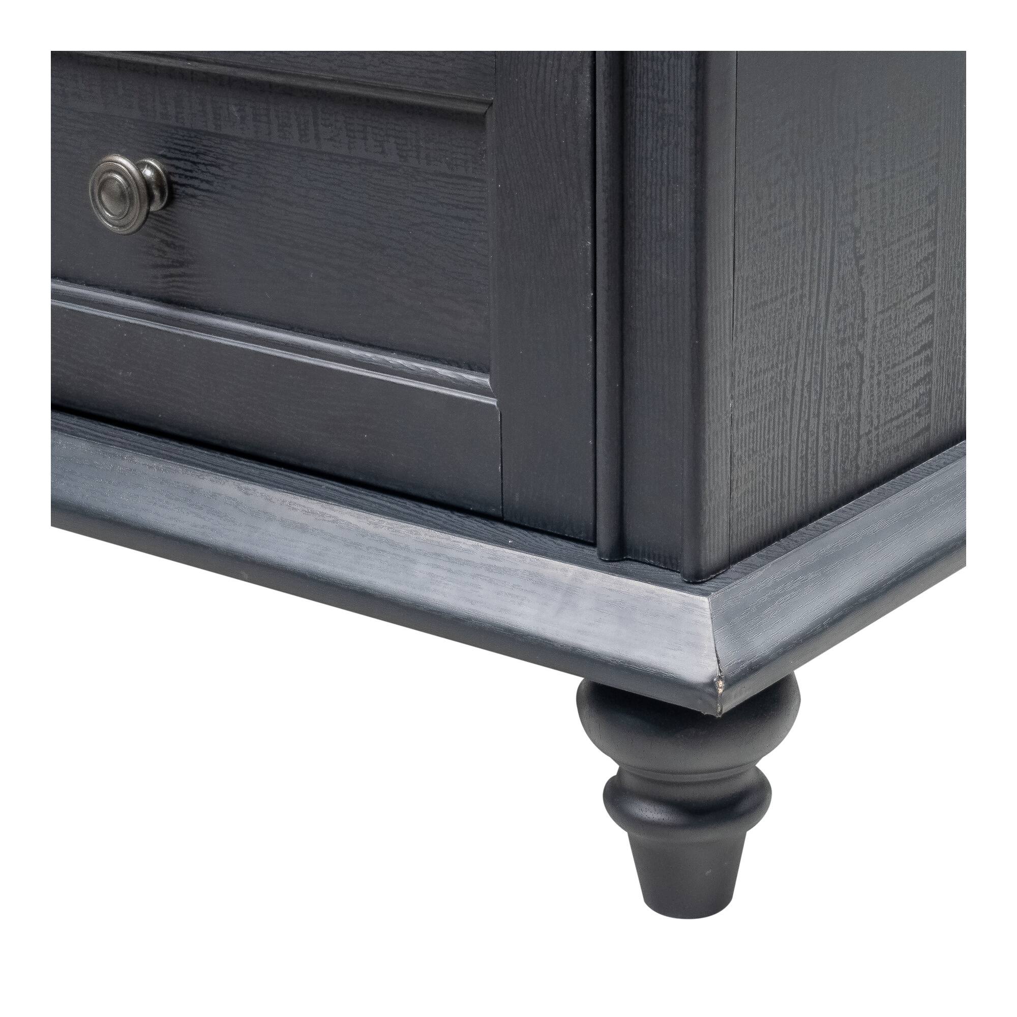 Alt View 3. Boyel Living - 3-Drawer Farmhouse Nightstand with Turned Wood Legs - Black.