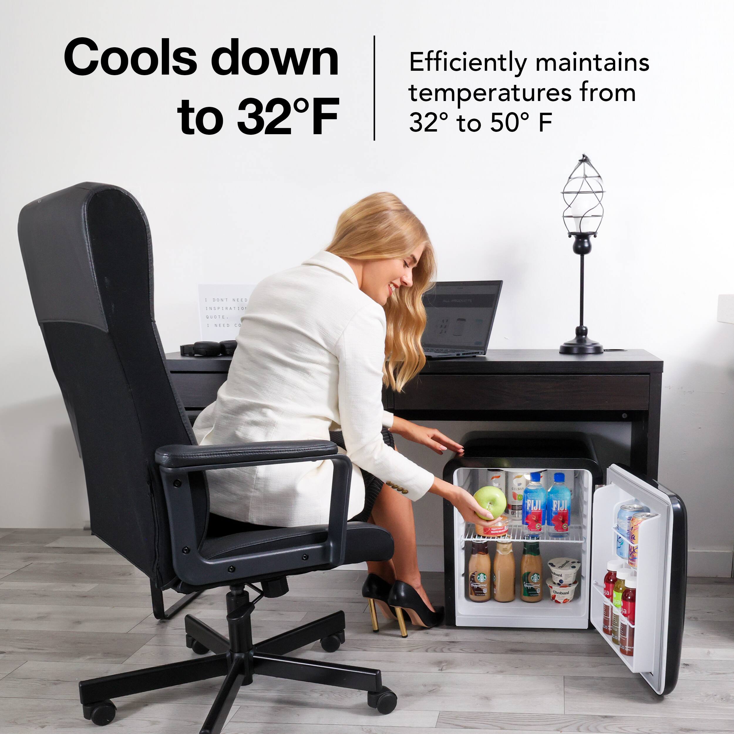 Cools down efficiently to maintain temperatures from 32°F to 50°F.