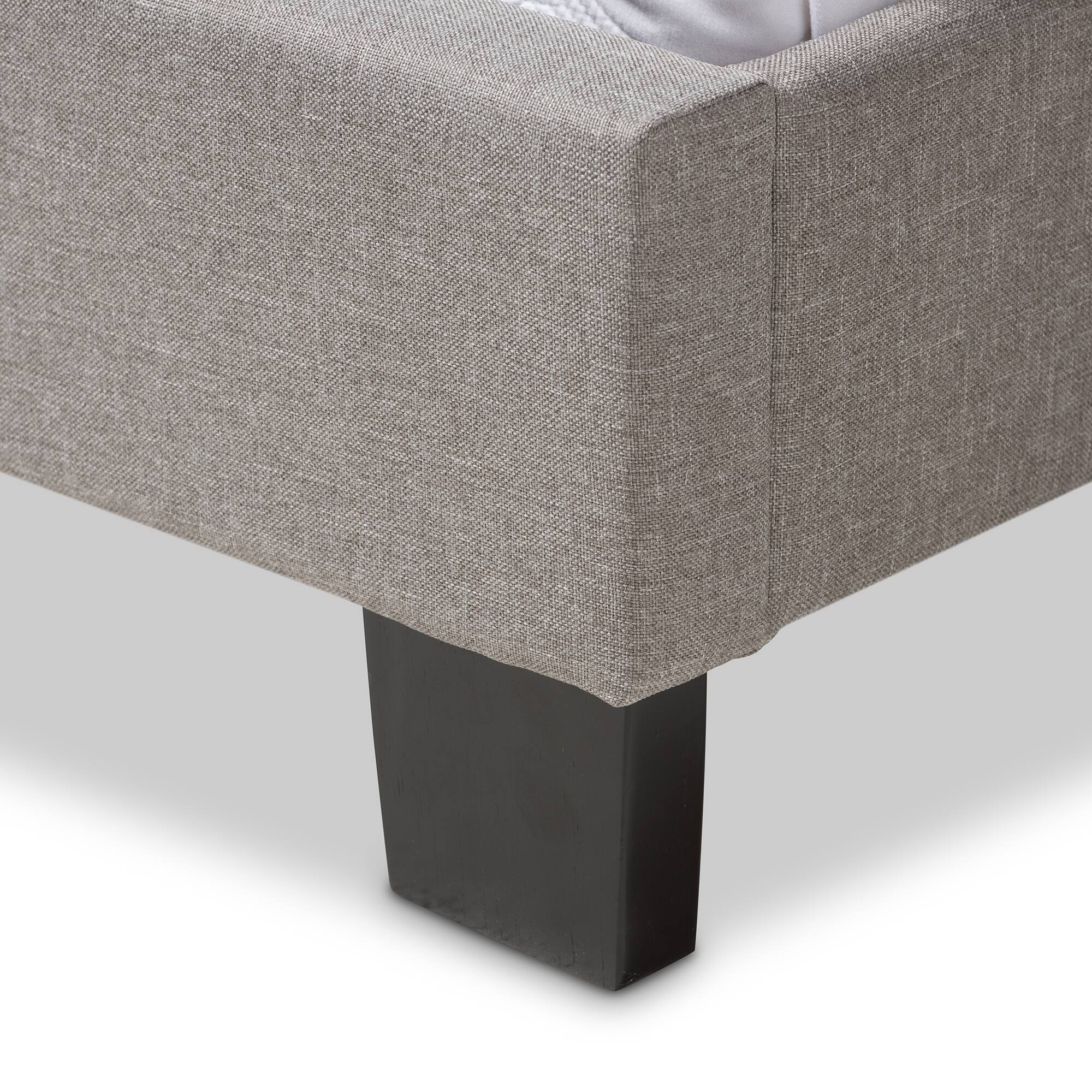 Alt View 1. Baxton Studio - Lexi Modern and Contemporary Fabric Upholstered Queen Size Bed - Light Grey.