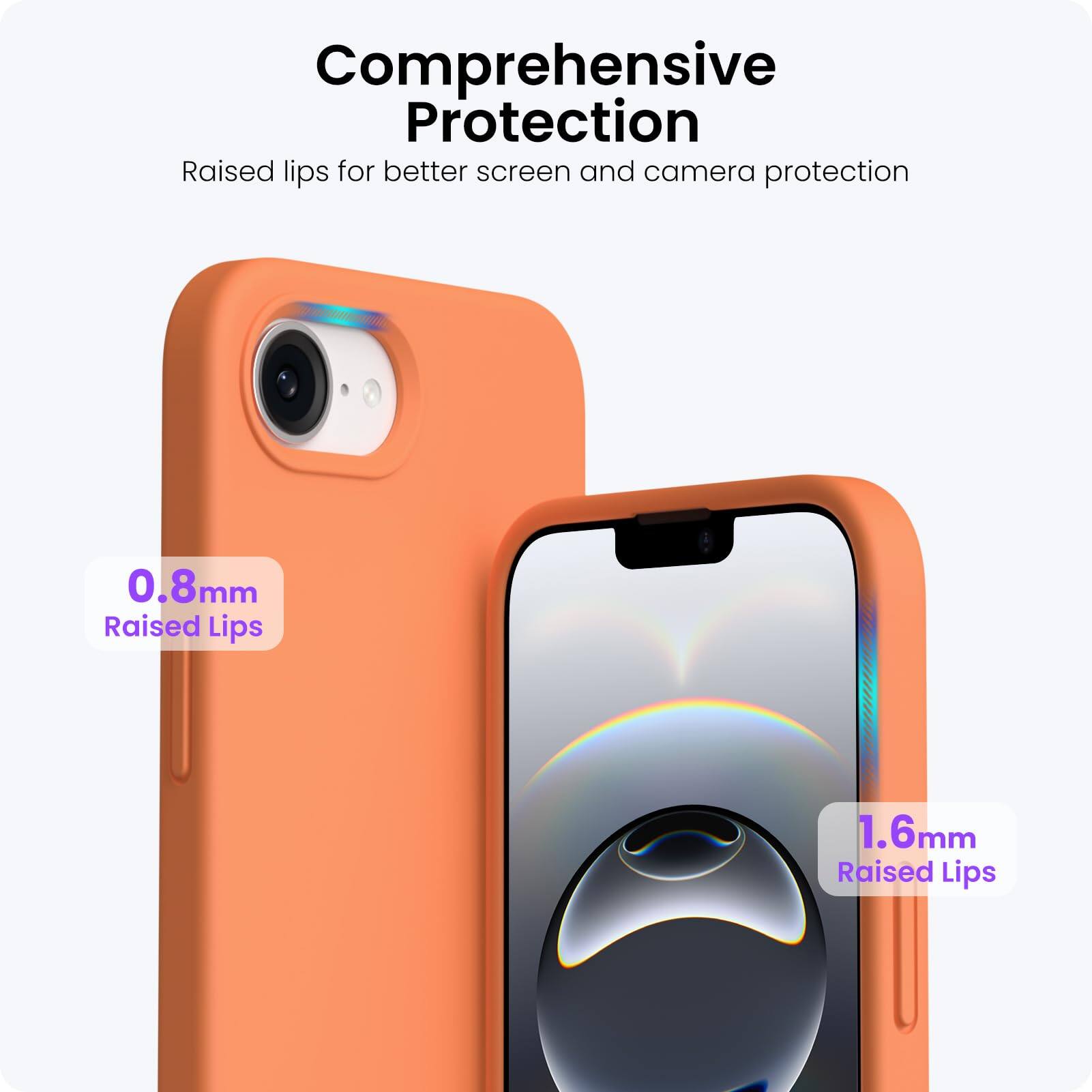 Comprehensive Protection  
Raised lips for better screen and camera protection  

0.8mm Raised Lips  
1.6mm Raised Lips