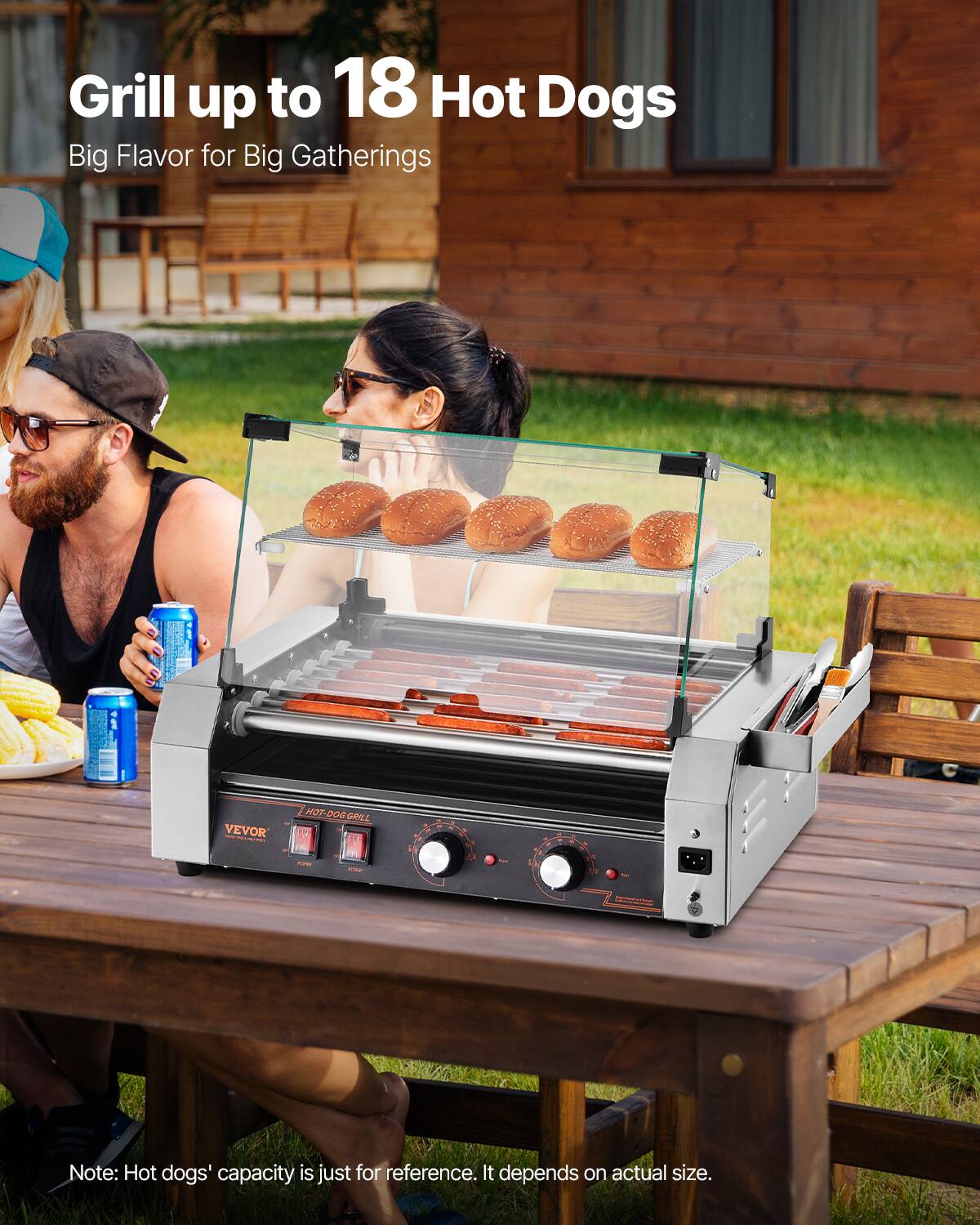 Grill up to 18 Hot Dogs  
Big Flavor for Big Gatherings  

VEVOR  
HOT-DOG GRILL  

Note: Hot dogs' capacity is just for reference. It depends on actual size.