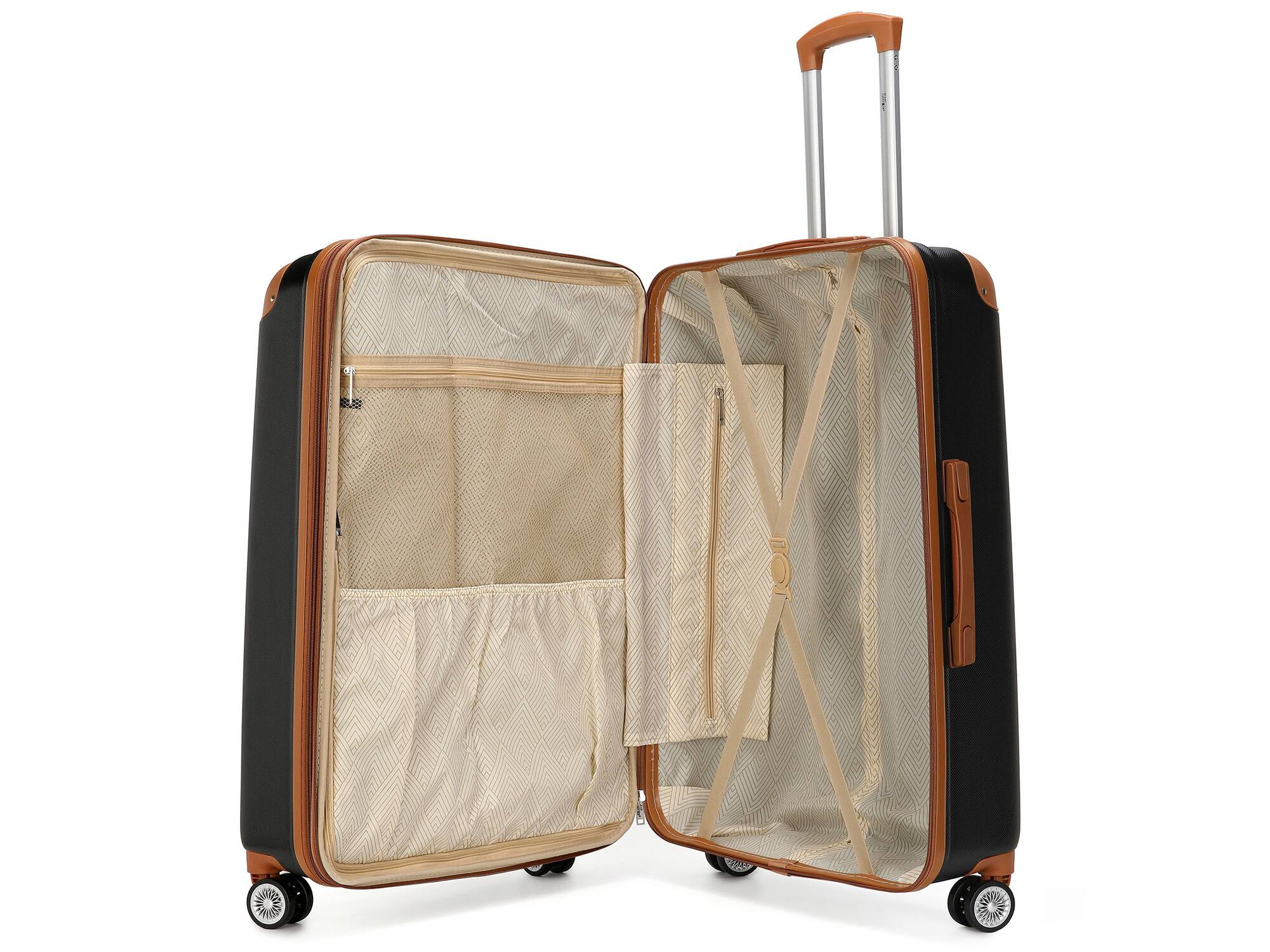 Left. Miami Carry On - Miami Carry On Collins 3 Piece Expandable Retro Spinner Luggage Set - Black - Black.