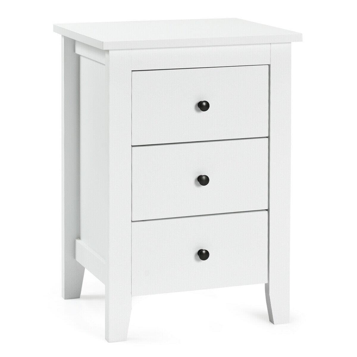Alt View 17. Costway - Nightstand End Beside Table Drawers Modern Storage Bedroom Furniture - White.