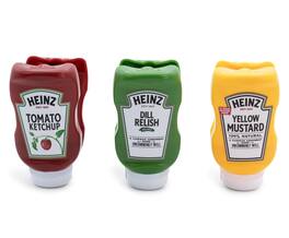 Toynk - Heinz Bottle Chip Clips Picnic Pack | Set of 3 | Ketchup, Mustard, Relish - Red