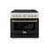 Front. ZLINE - Autograph 36 in. 5.2 cu. ft. Freestanding Paramount Gas DuoPro Range in Satin Steel with Black Door and Bronze Accents - Black Matte.