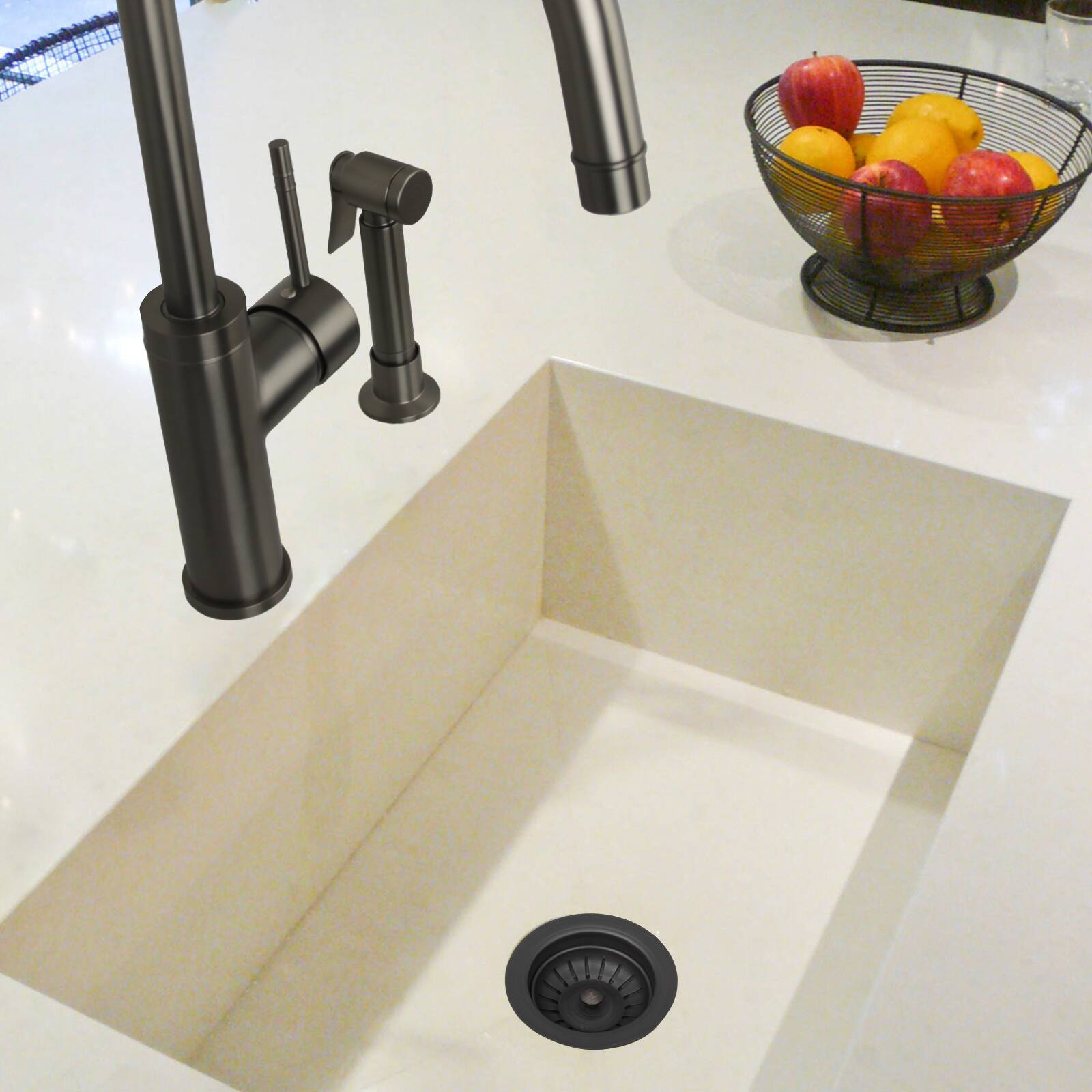 Alt View 3. Akicon - Akicon Solid Brass Kitchen Sink Strainer with Basket for 3-1/2 in. Standard Strainer Drain in Oil Rubbed Bronze - Oil Rubbed Bronze.