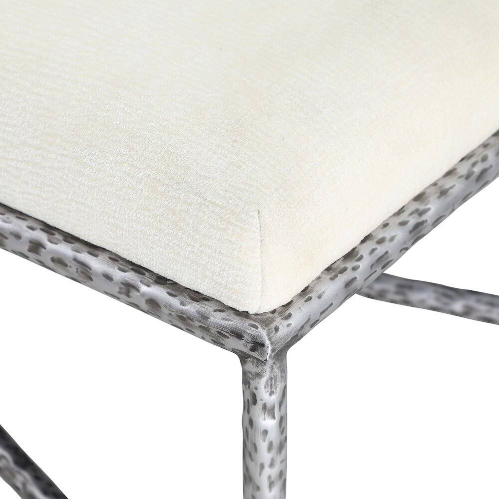 Alt View 4. Meridian Furniture - Valley Cream Chenille Fabric Bench - Beige.