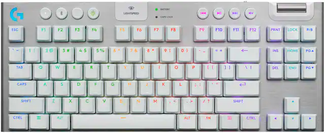 Logitech - G915 X LIGHTSPEED TKL Wireless Mechanical GL Brown Tactile Switch Gaming Keyboard for PC/Mac with RGB Backlighting - White