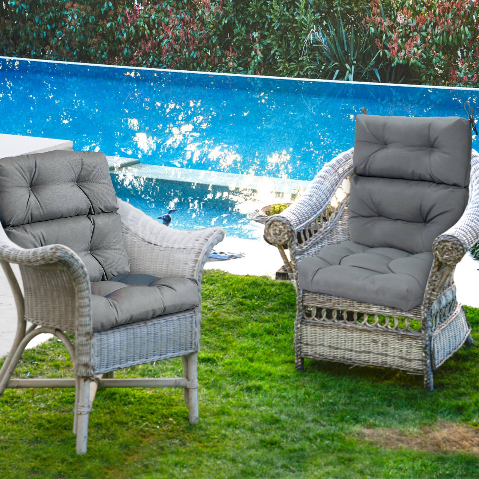 Alt View 4. Costway - Costway 2 PCS Outdoor Back Chair Cushion Tufted Pillow Patio Seating Pad - Gray.