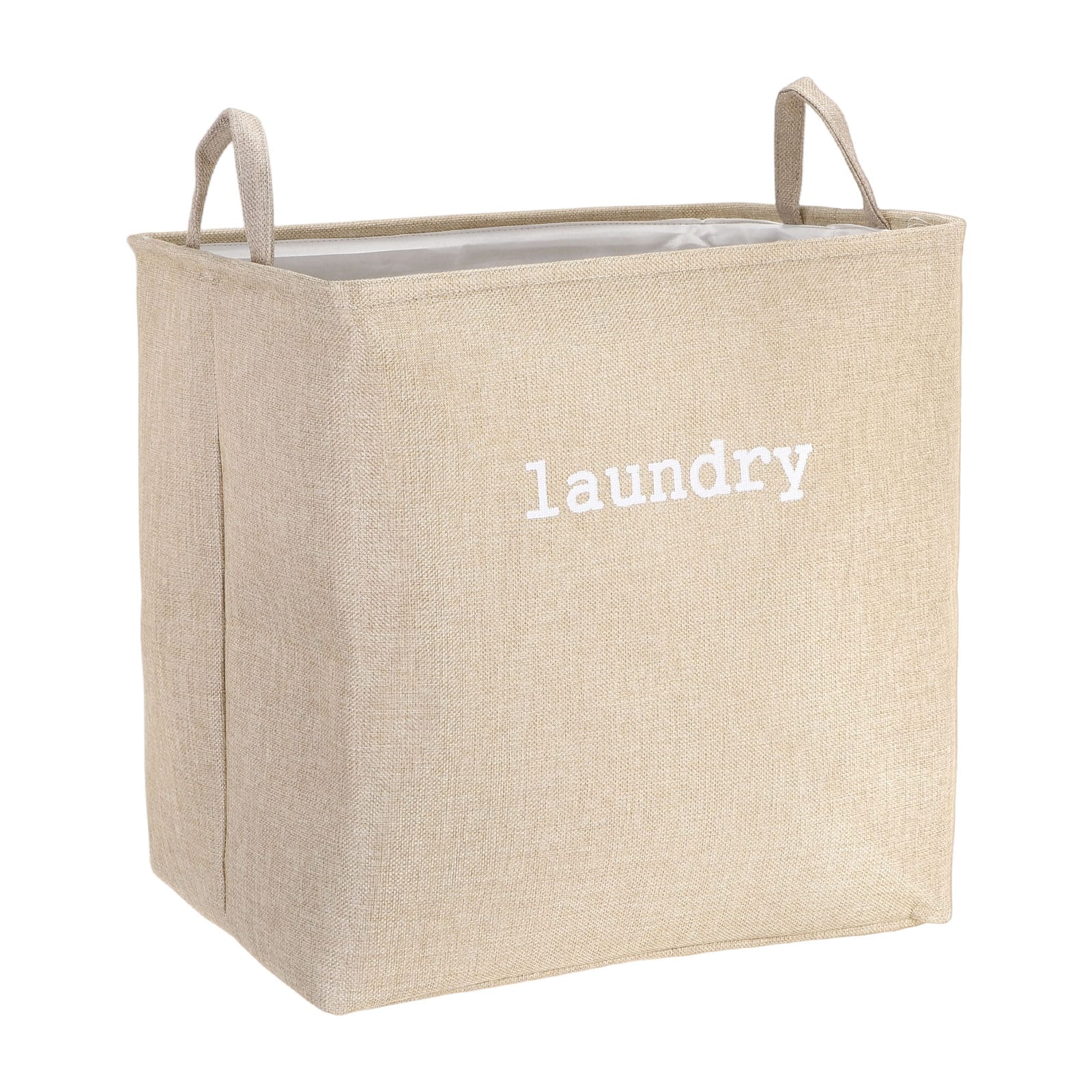 Unique Bargains - Laundry Hamper Collapsible with Handles, 16.5x13x16.5 Inch Foldable Storage for Clothes, Blankets, Bedroom, Bathroom - Beige